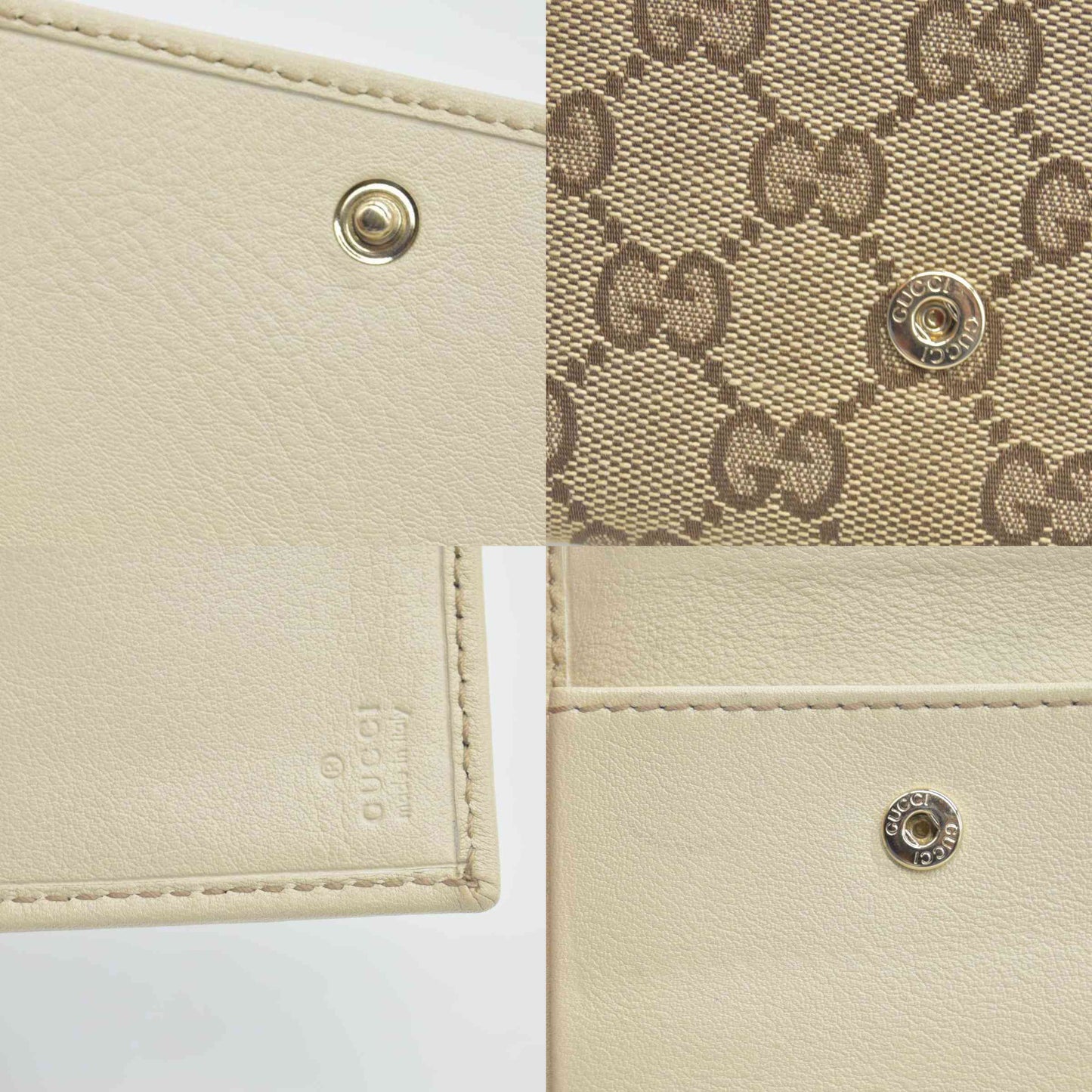 $490 Gucci CONSIGNMENT Beige/Brown GG Canvas and Leather Interlocking G French Wallet
