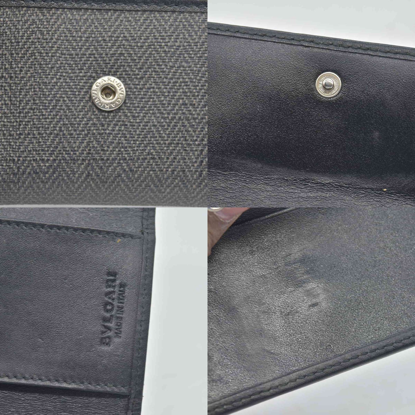 BVLGARI Weekend Gray PVC Black Leather 6 Pics Key Cases CONSIGNMENT
