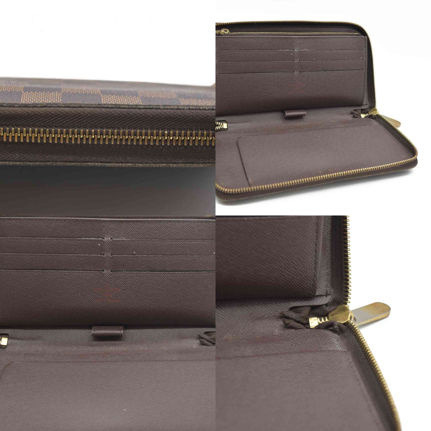 AUCTION $1060 Louis Vuitton Damier Zippy Zip Around Organizer Long Wallet Brown VI0036