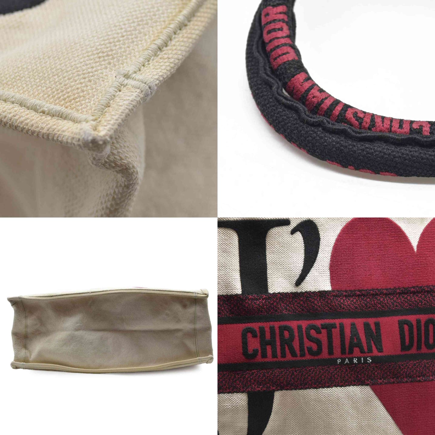 $3650 2021 Christian Dior Canvas DiorAmour Chinese Valentines Je T’aime Large Book Tote White Red