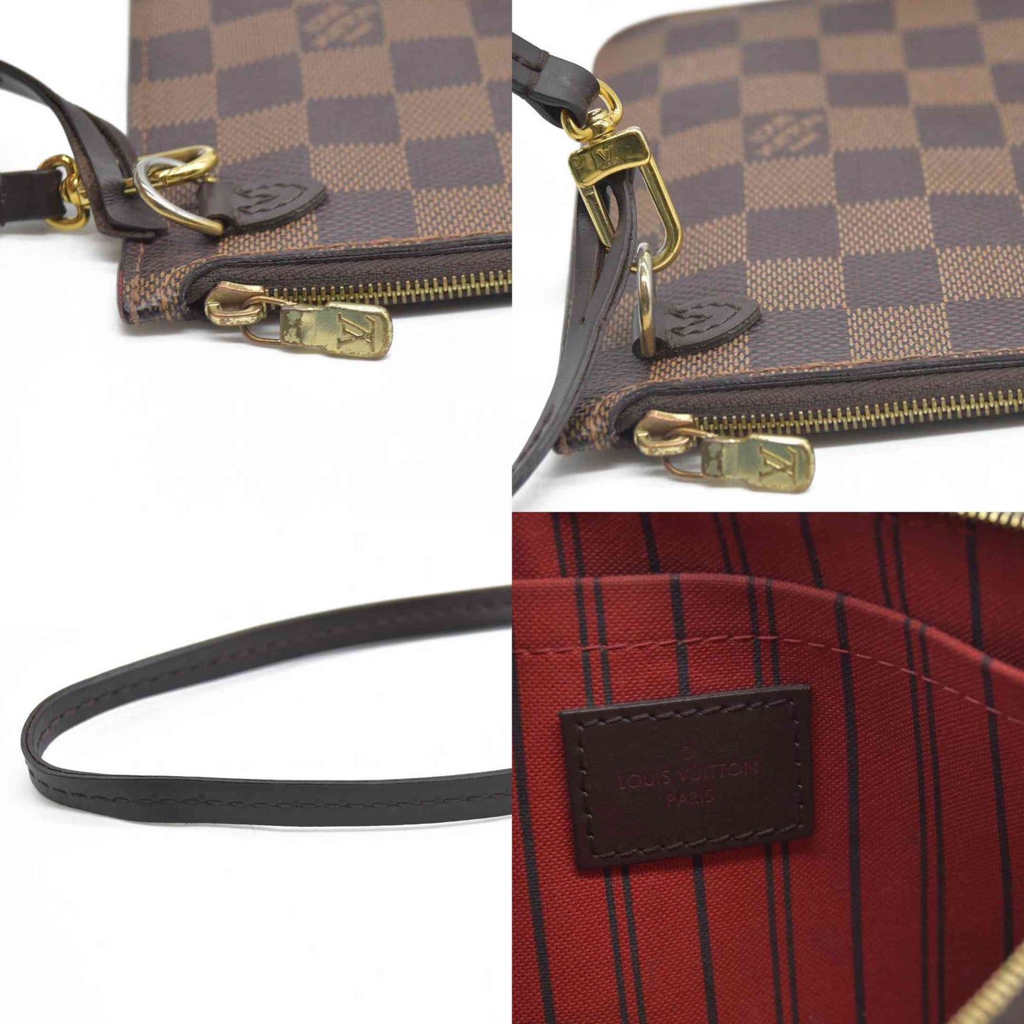 AUCTION $600 Louis Vuitton  Damier Ebene Neverfull MM GM Pochette