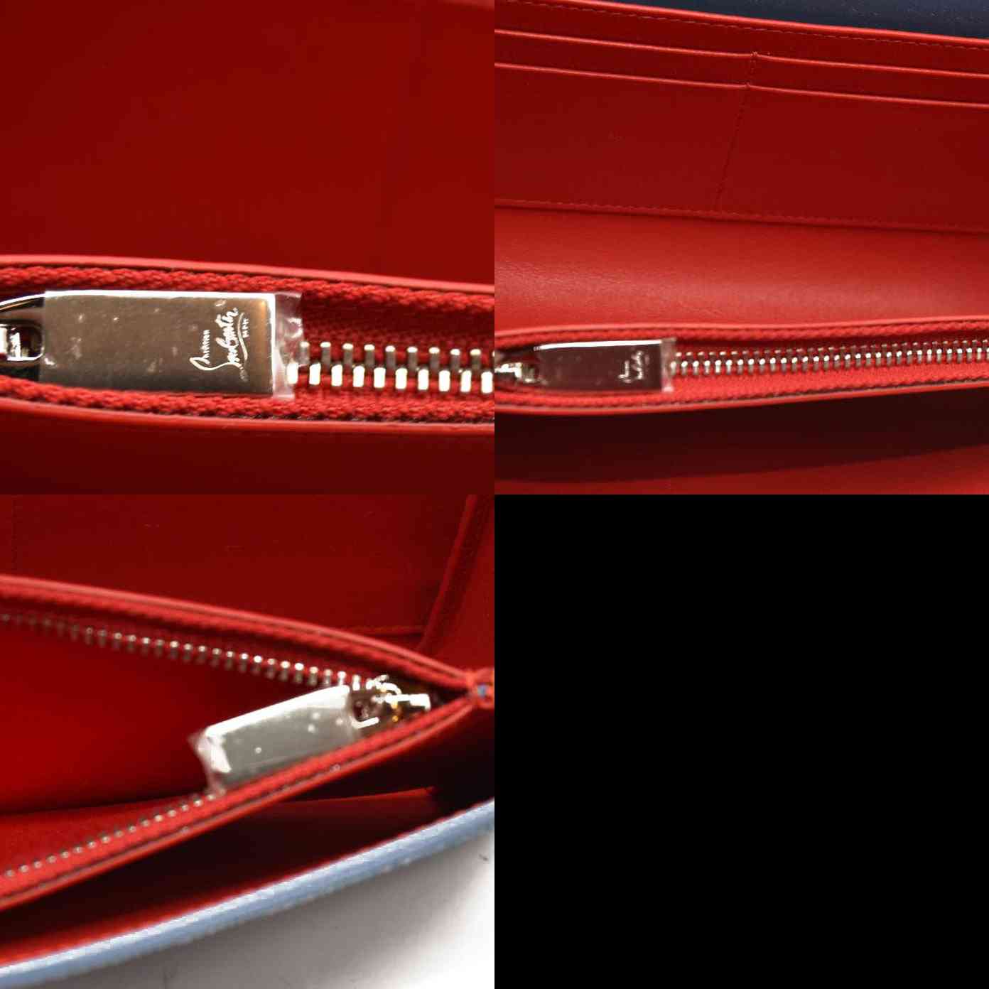 Christian Louboutin Calfskin Spikes Loubinthesky Paloma Clutch Blue Jean