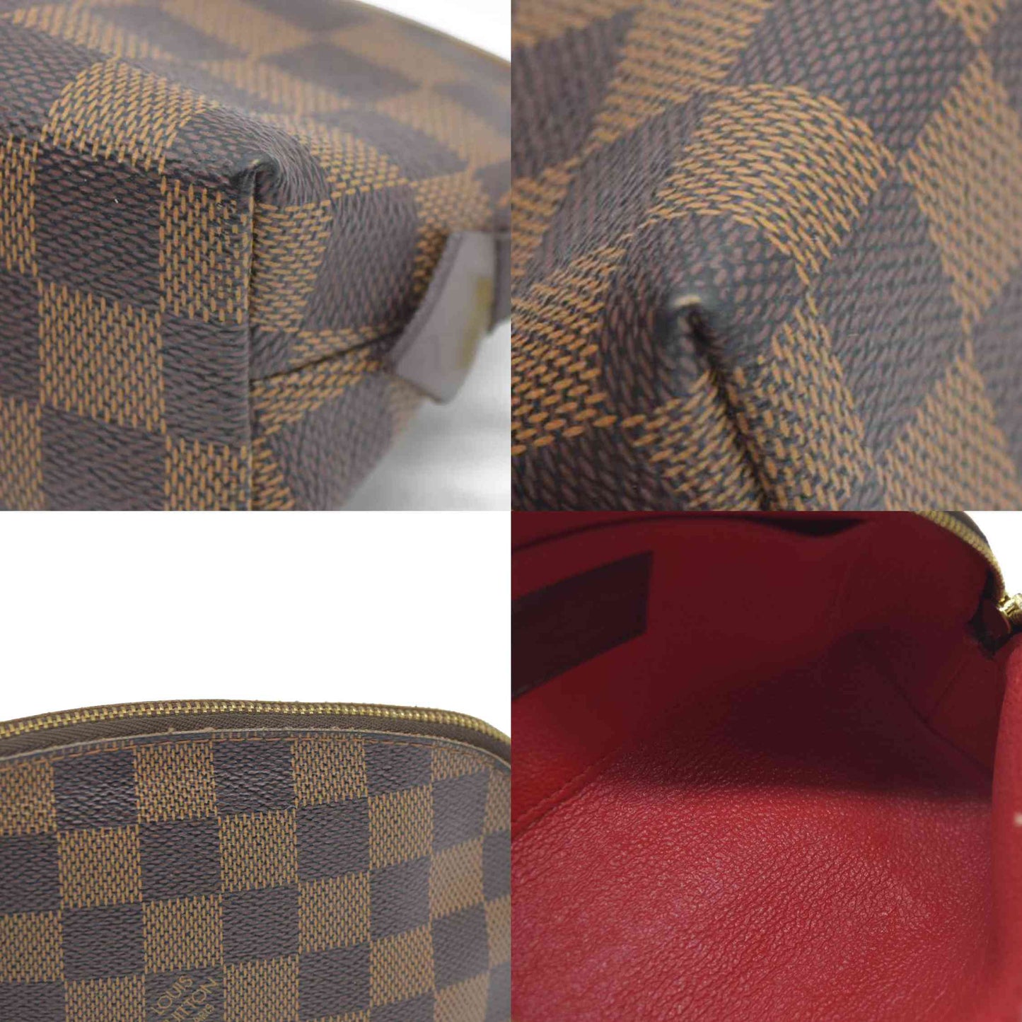 $600 Louis Vuitton Damier Ebene Pochette Demi Ronde Cosmetics Pouch CA0096 2006