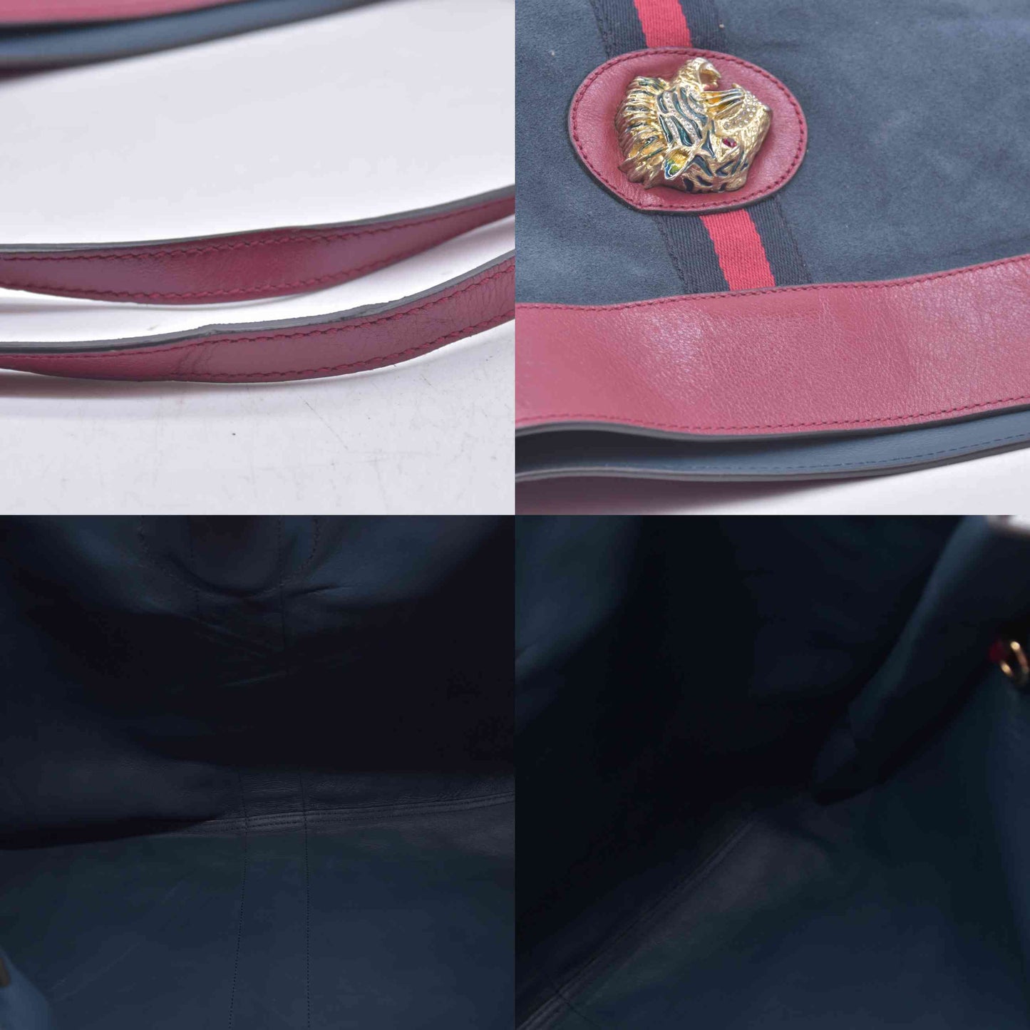 $2500 Gucci Navy Suede Web Rajah Tote Large CONSIGNMENT