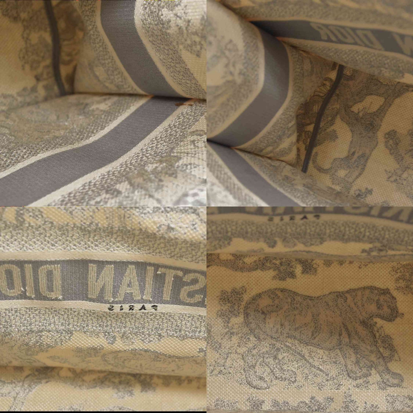 $3350 CHRISTIAN DIOR Canvas Embroidered Medium Dioriviera Toile De Jouy Book Tote Gray CONSIGNMENT
