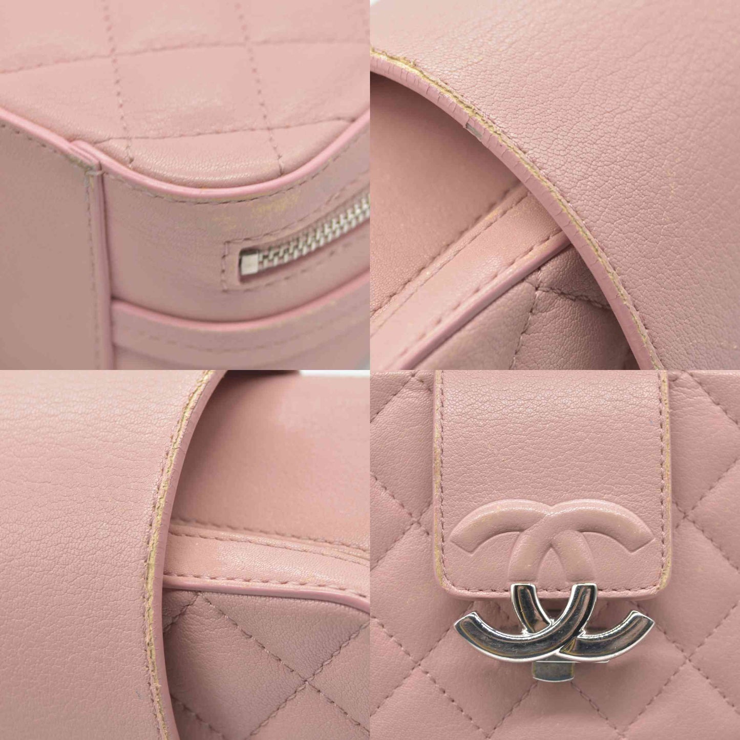 $4200 Chanel Lambskin Quilted Mini CC Box Camera Bag Pink
