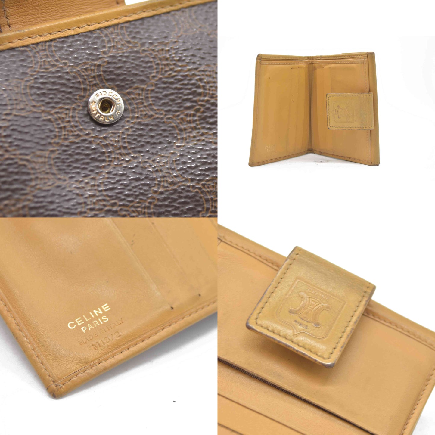 $590 Celine Triomphe Wallet Printed Compact Wallet