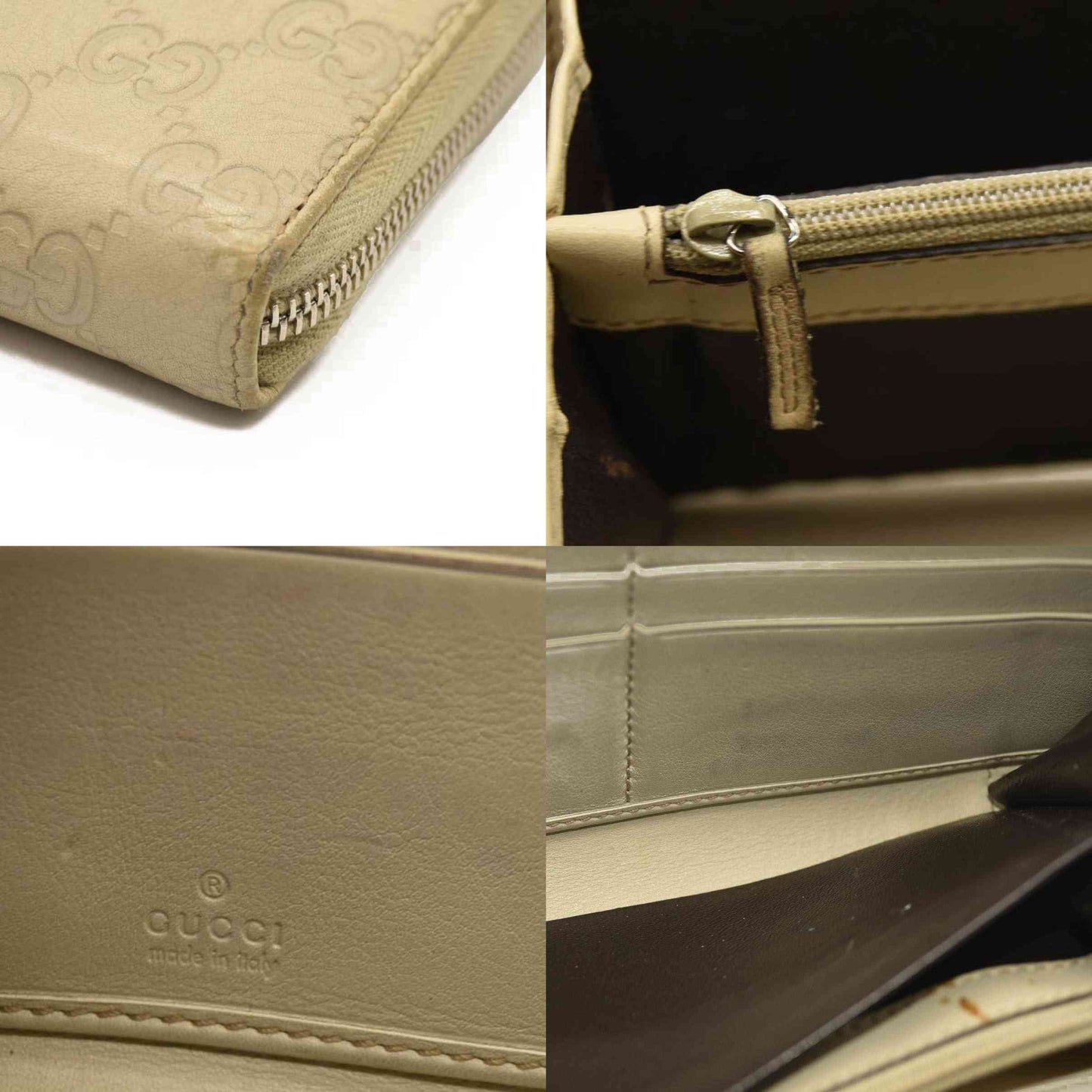 Gucci  Guccissima Large Twins Zip Around Off White