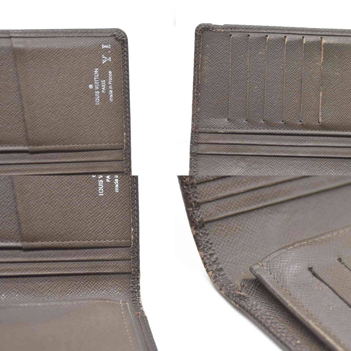 Louis Vuitton Taiga Porte feiulle Brazza Leather Long Wallet Grizzly SP4192