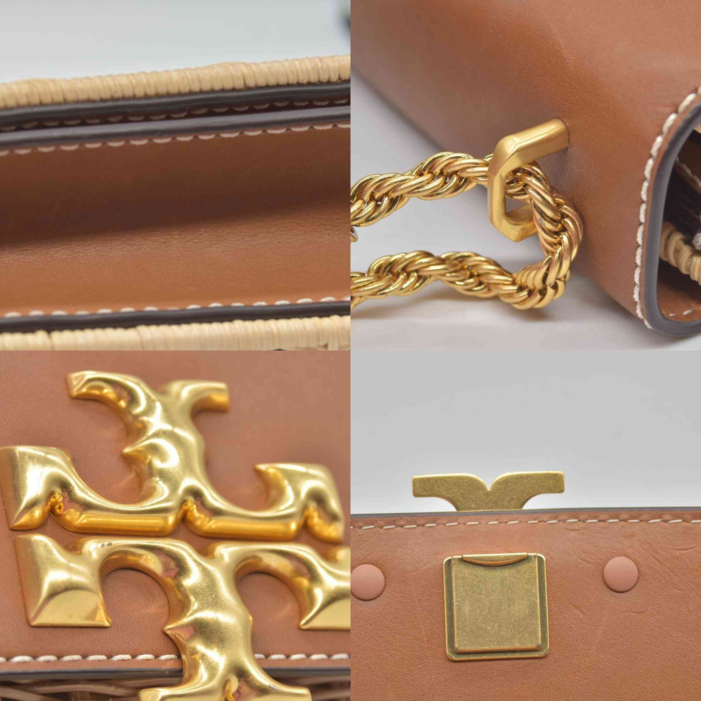 $698 Tory Burch Eleanor Rattan Small Shoulder Bag