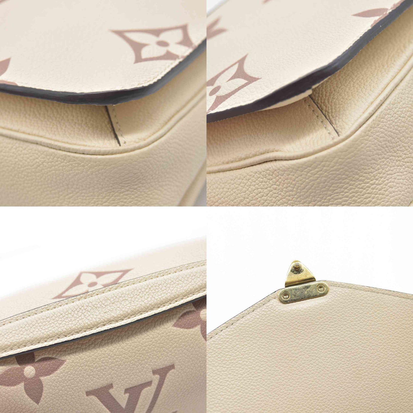 $3100 Louis Vuitton Empreinte Monogram Giant Pochette Metis Creme Bois De Rose RFID