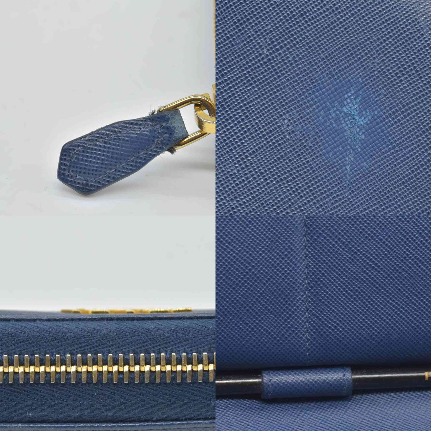$1050 Prada Saffiano Metal Double Snap Travel Wallet Cobalto CONSIGNMENT