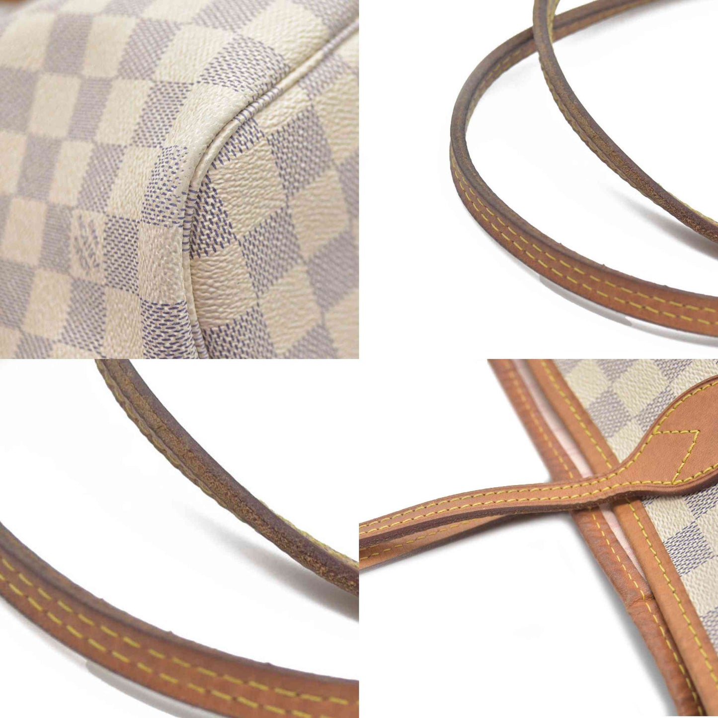 $2170 Louis Vuitton Damier Azur Neverfull MM Rose Ballerine