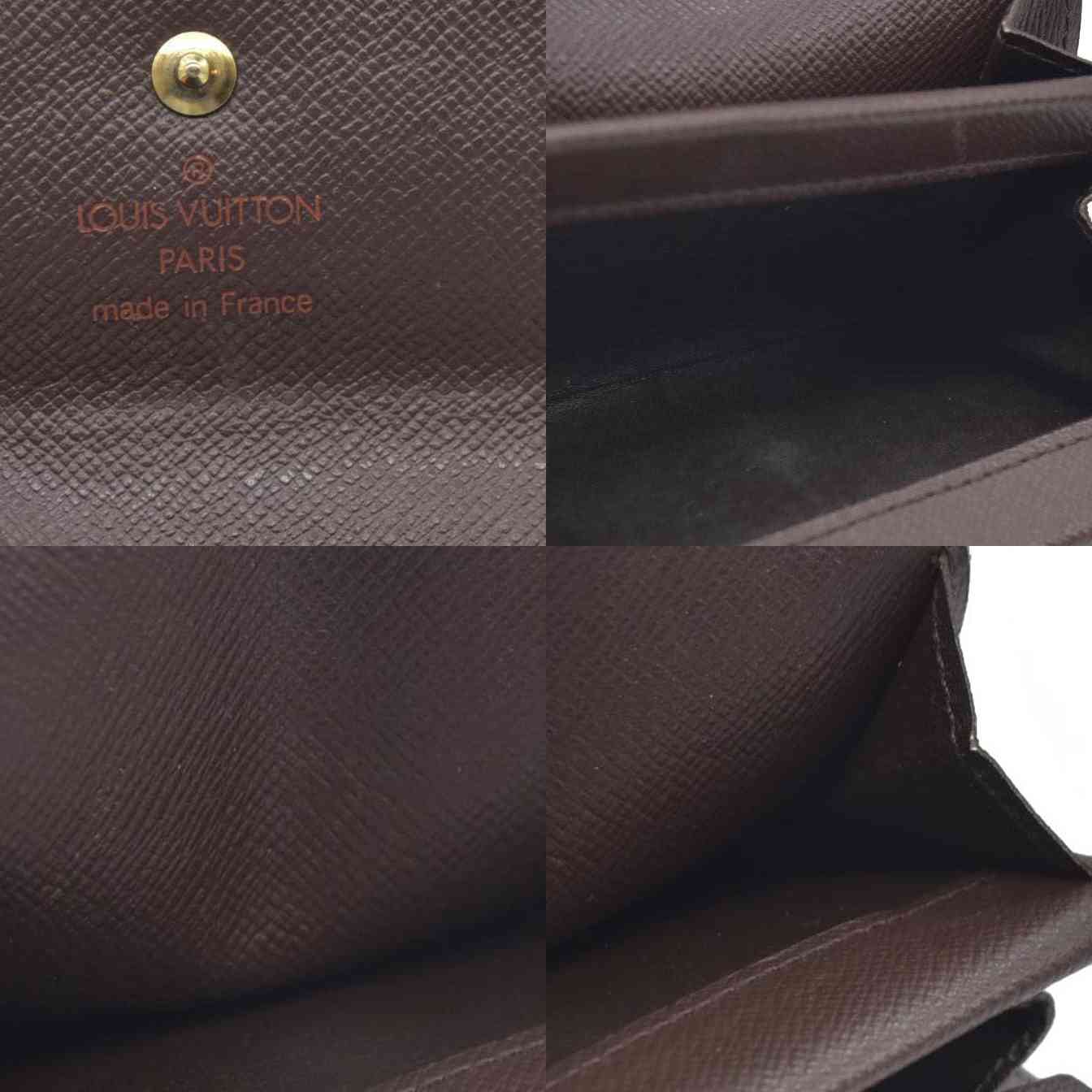 Louis Vuitton Damier Porte Monnaie Plat Coin Purse Wallet Brown MI1014