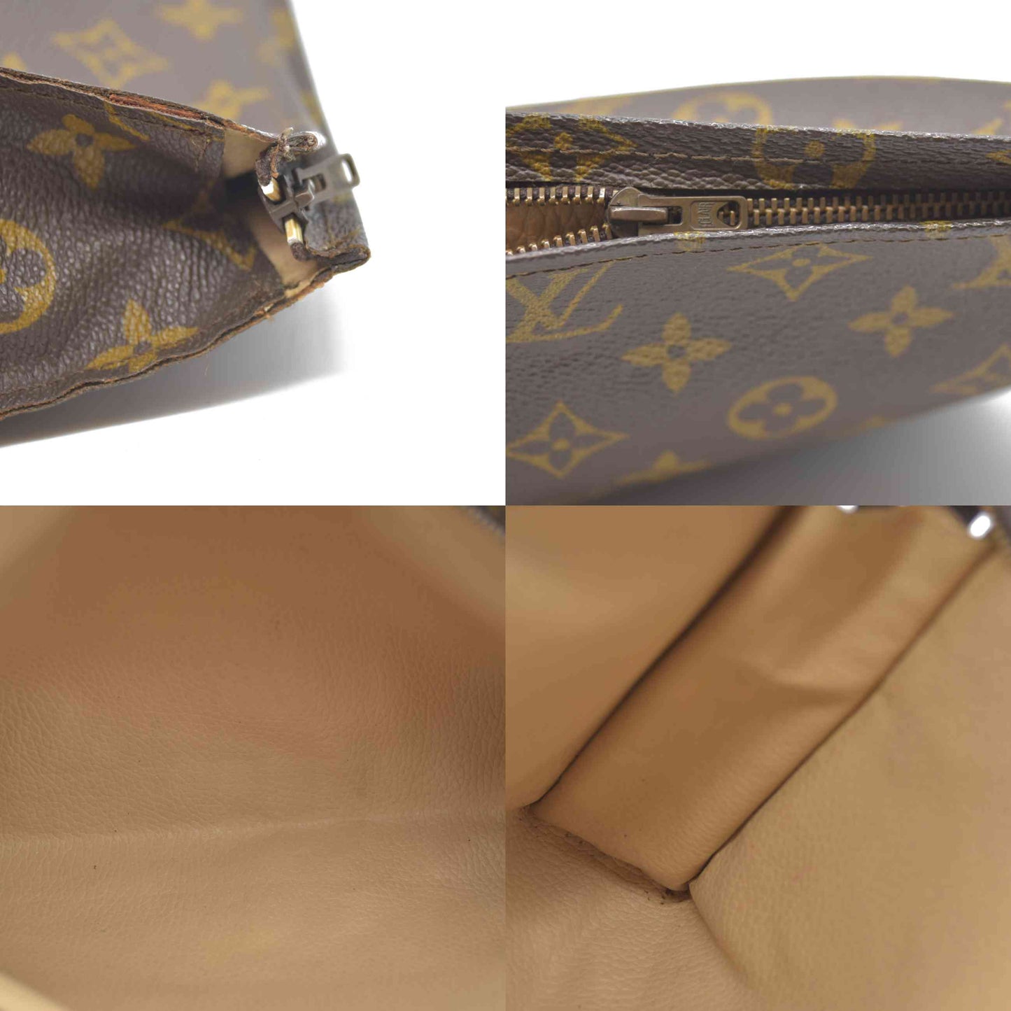 Louis Vuitton Monogram Poche Toilette 26 Cosmetics Pouch Purse Brown