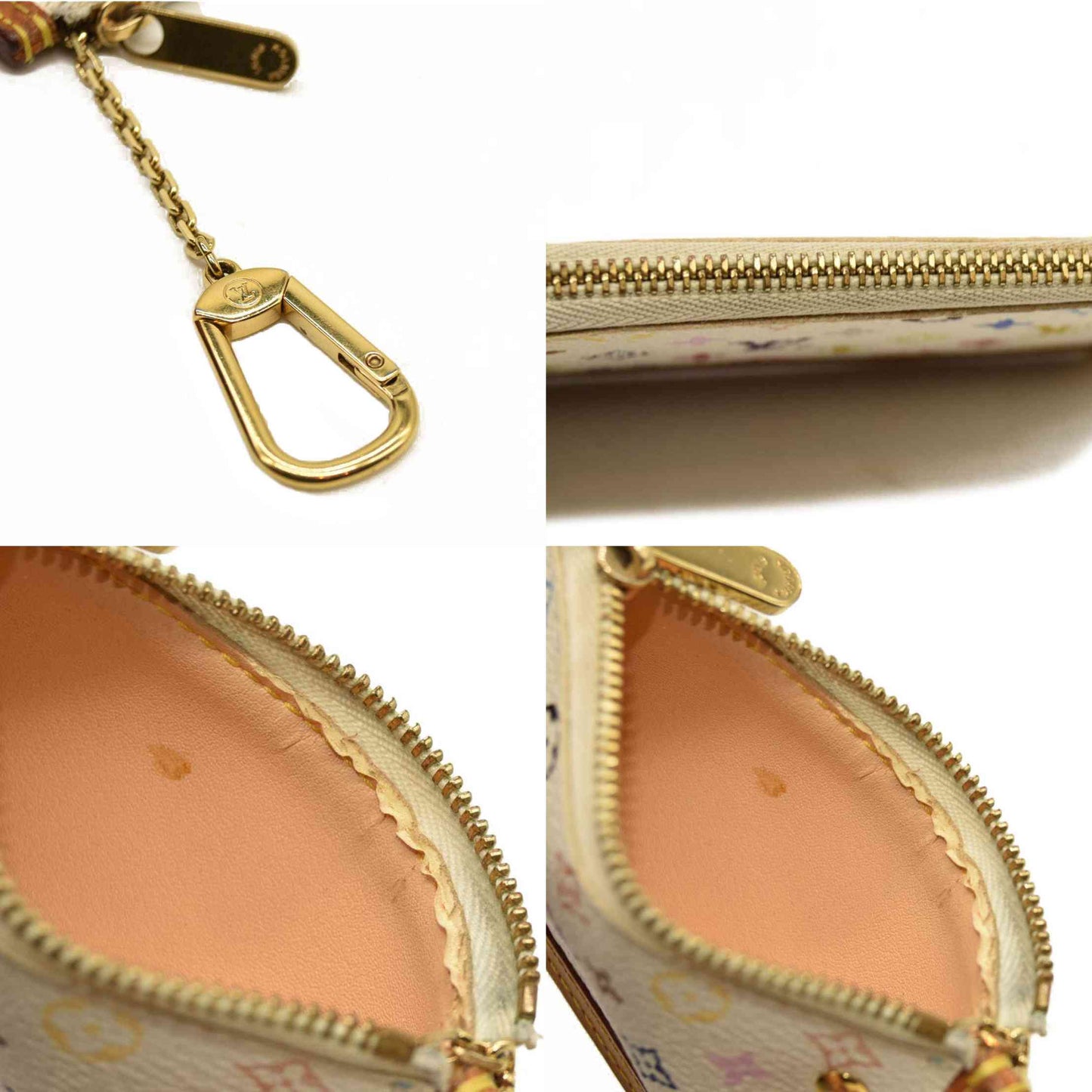 Louis Vuitton  Monogram Multicolor Key Pouch White M92655 Murakami