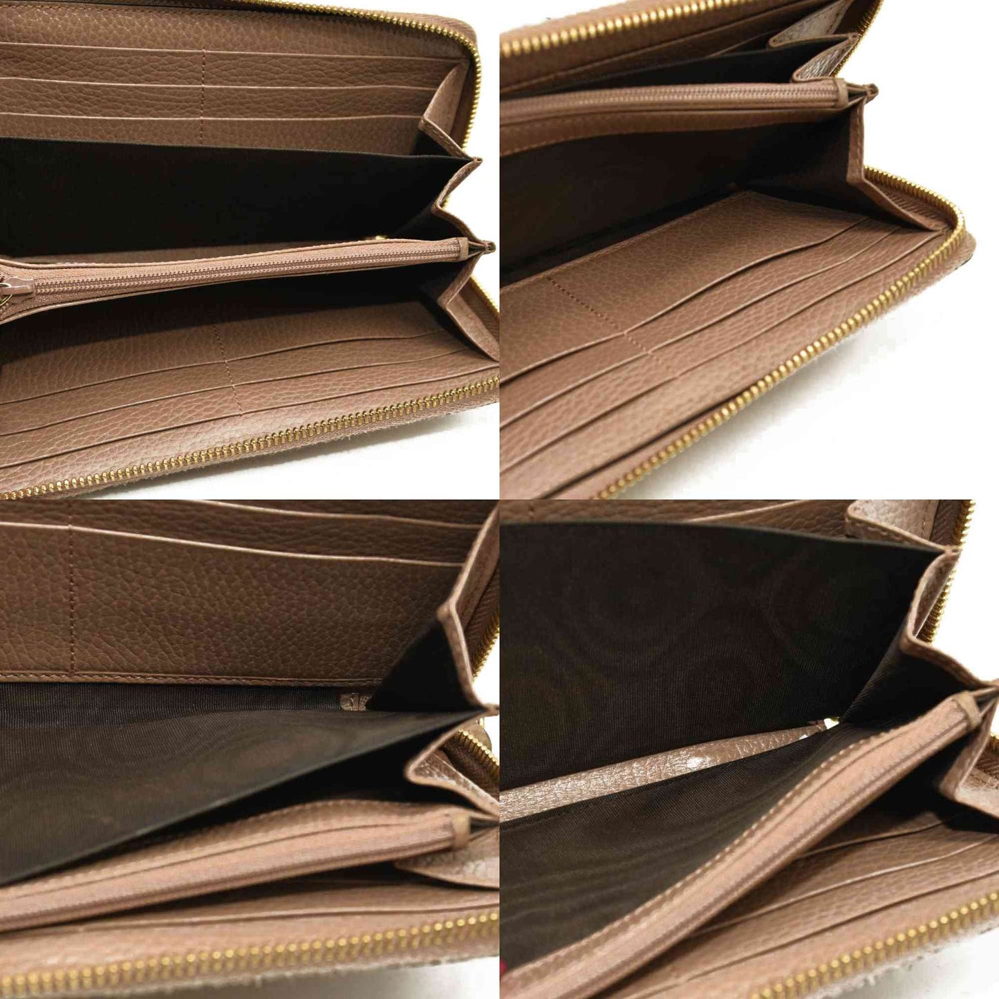 GUCCI GG Marmont GG Logo PVC Zip Around Long Wallet Beige