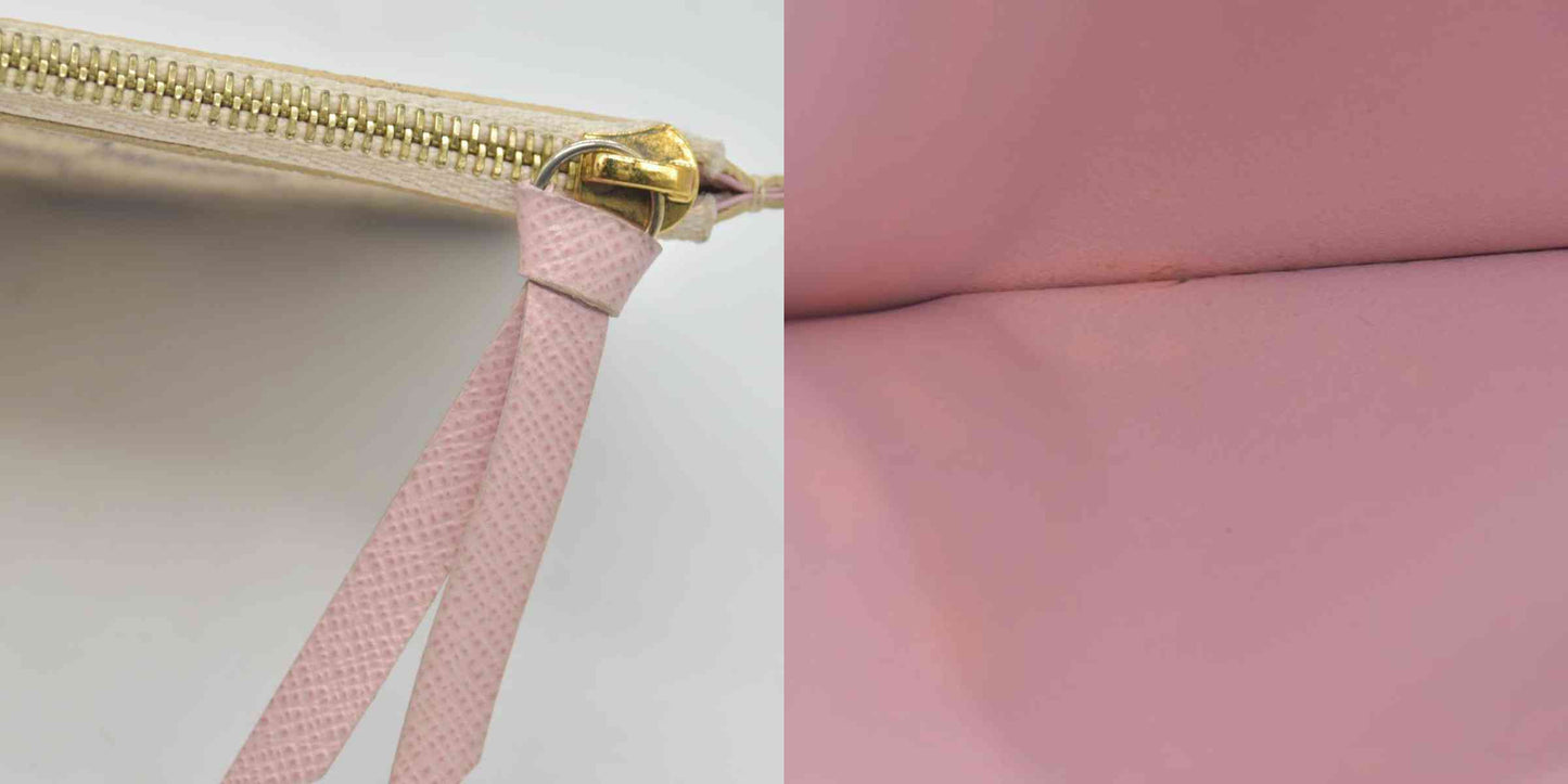 $500 Louis Vuitton Damier Azur Felicie Zipped Insert Rose Ballerine