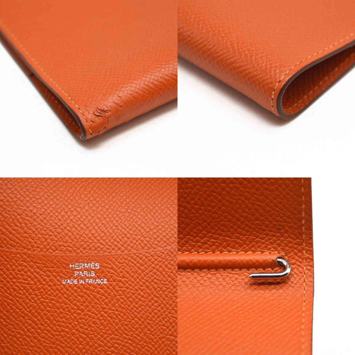 HERMES Epsom Vision II Passport Holder Orange Poppy