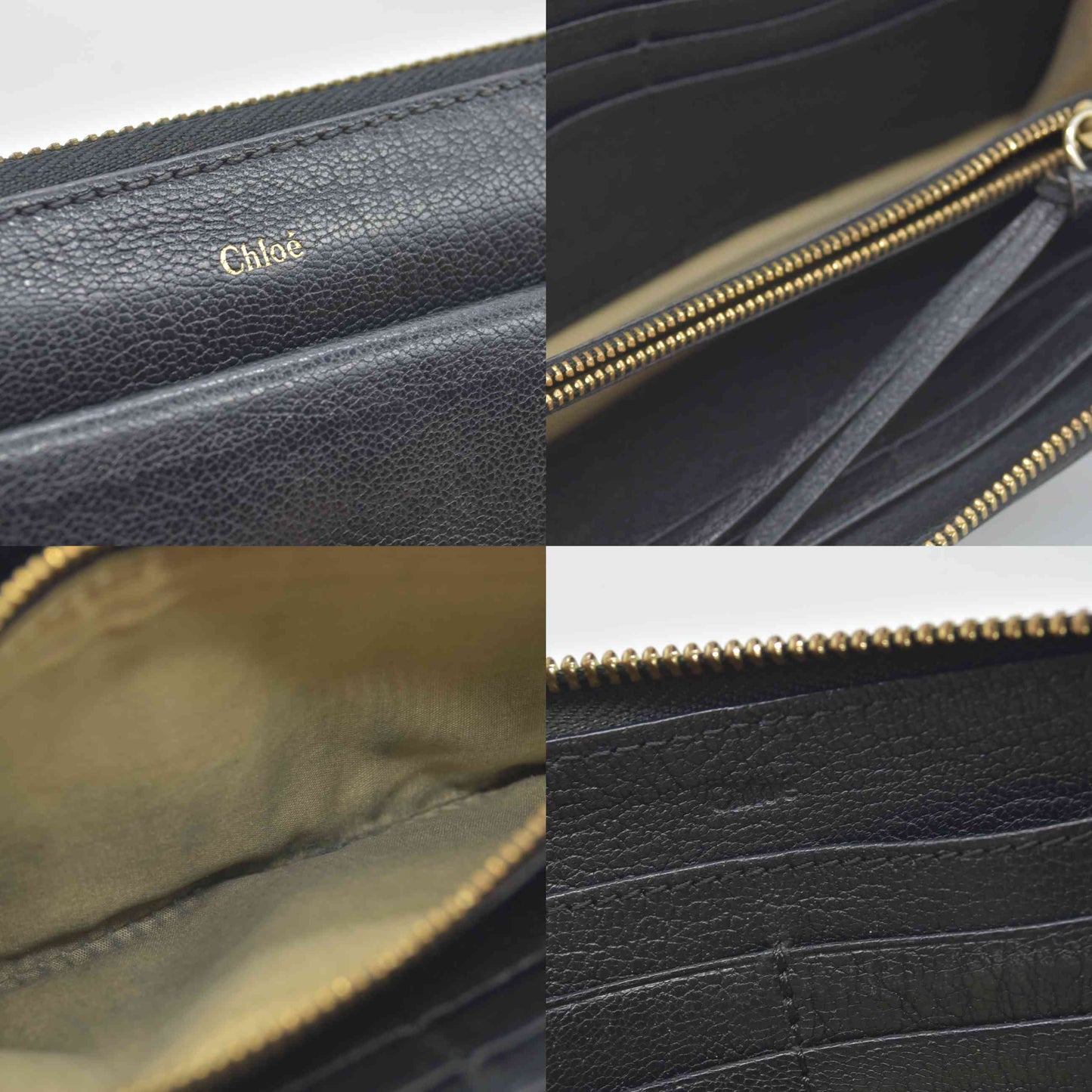 $550 Chloe Lily Leather Zip Around Long Wallet Purse Black