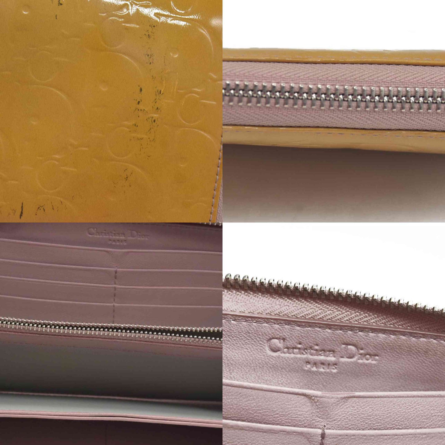 $650 Christian Dior Oblique Trotter Patent Leather Zip Around Long Wallet CONSIGNMENT