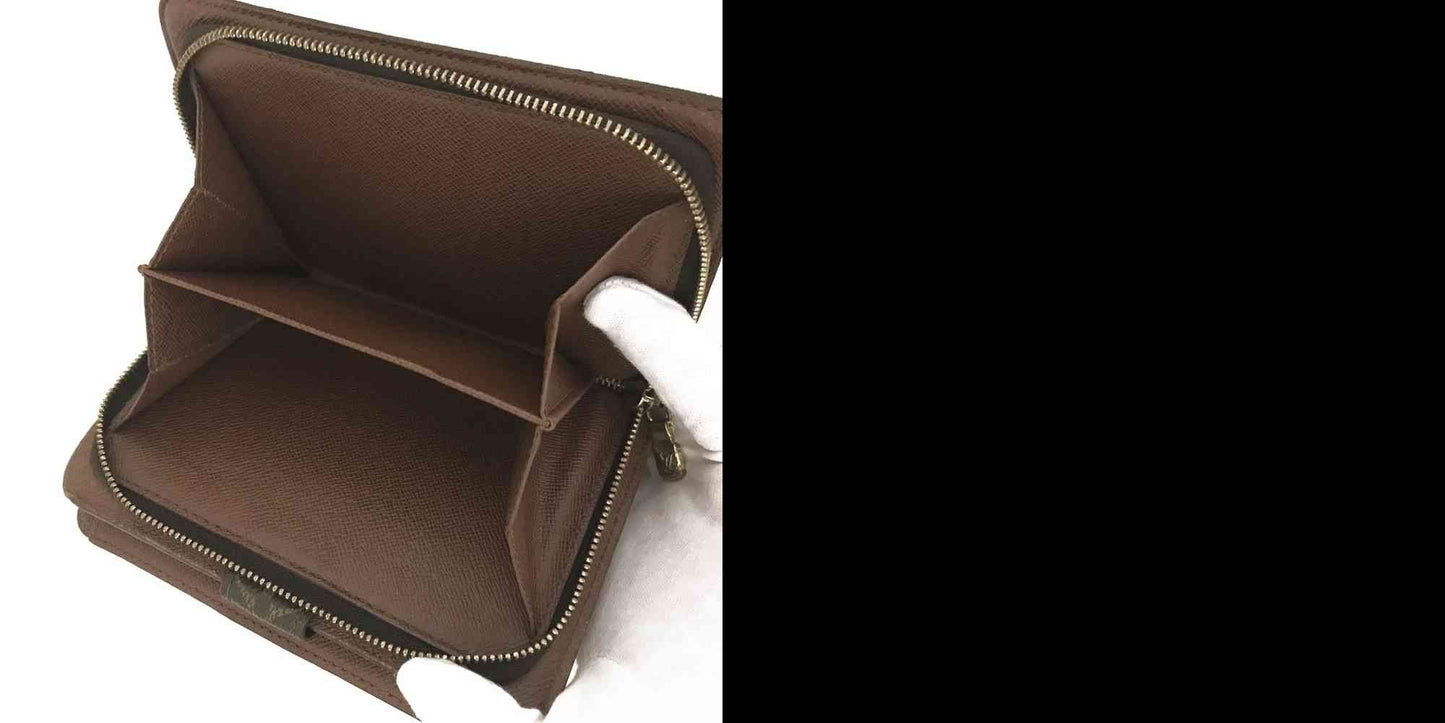 $750 Louis Vuitton Monogram Porte Papier Zippe Bifold Wallet Brown SP1012