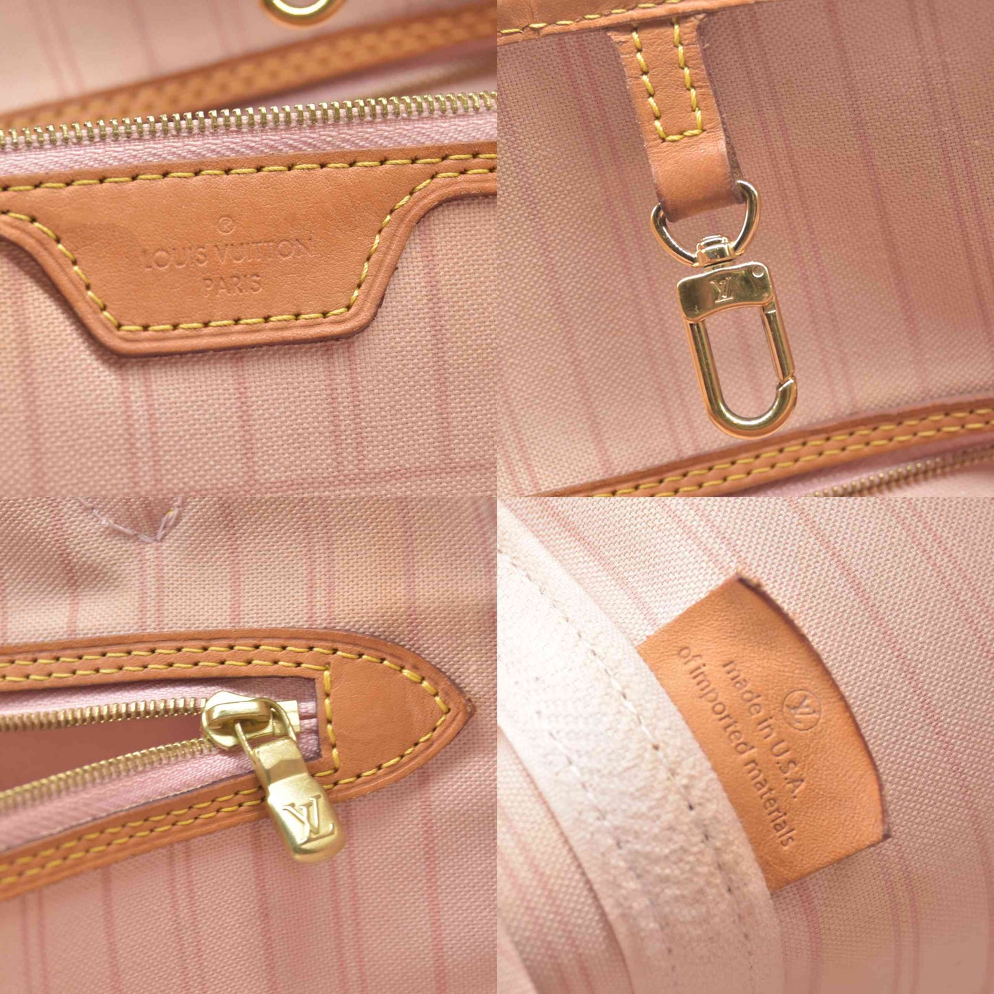 $2240 2017 Louis Vuitton Damier Azur Neo Neverfull GM Rose Ballerine SD0167