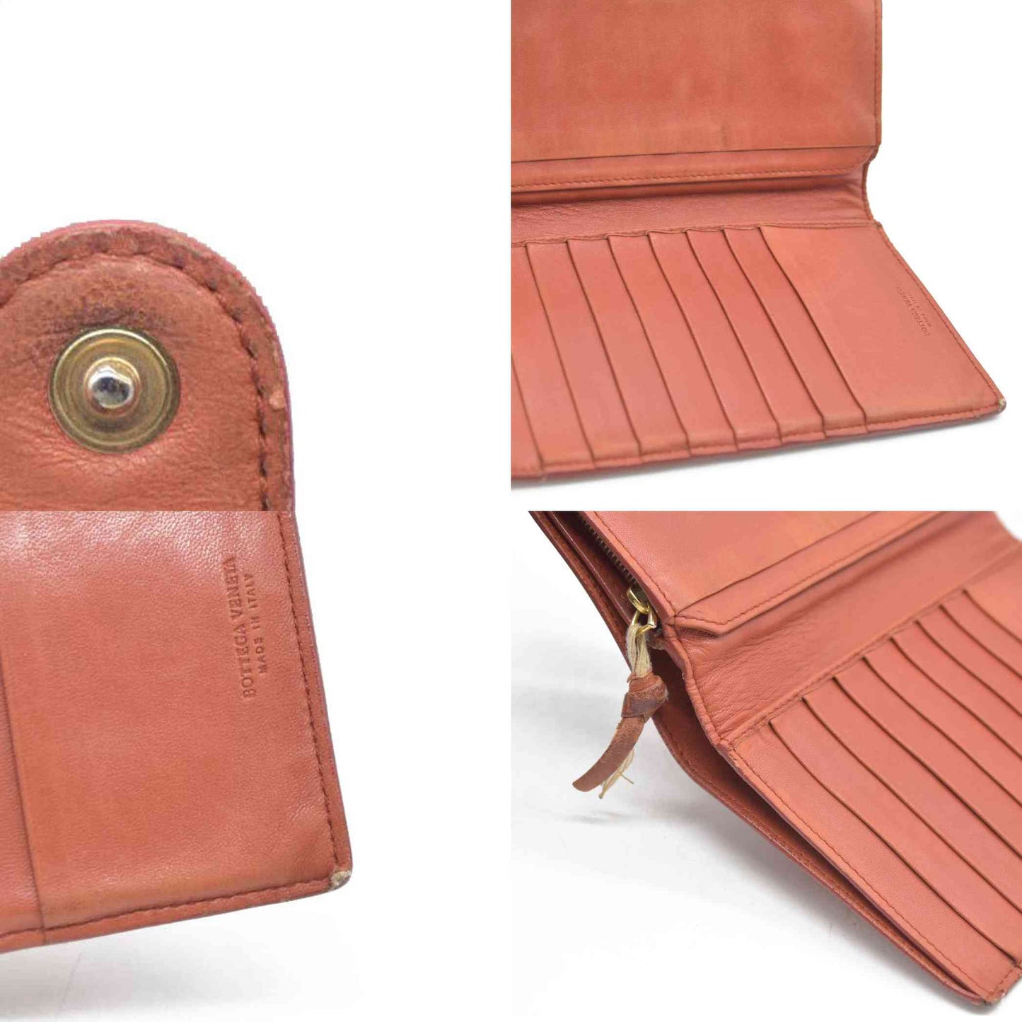 AUCTION $550 Bottega Veneta Intrecciato Lambskin Bifold Wallet Brown