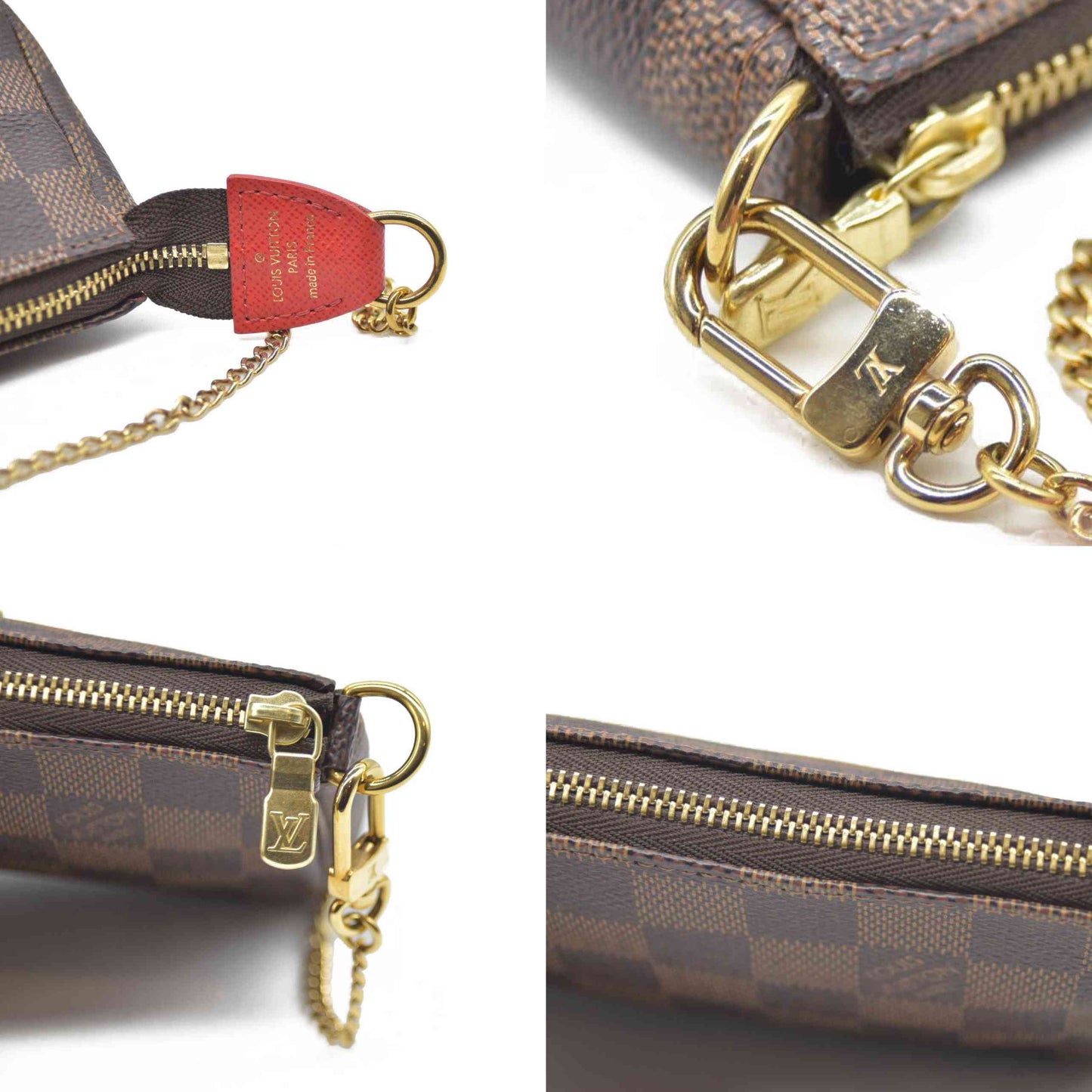 Louis Vuitton  Damier Ebene 2019 Christmas Animation Mini Pochette Accessories Red