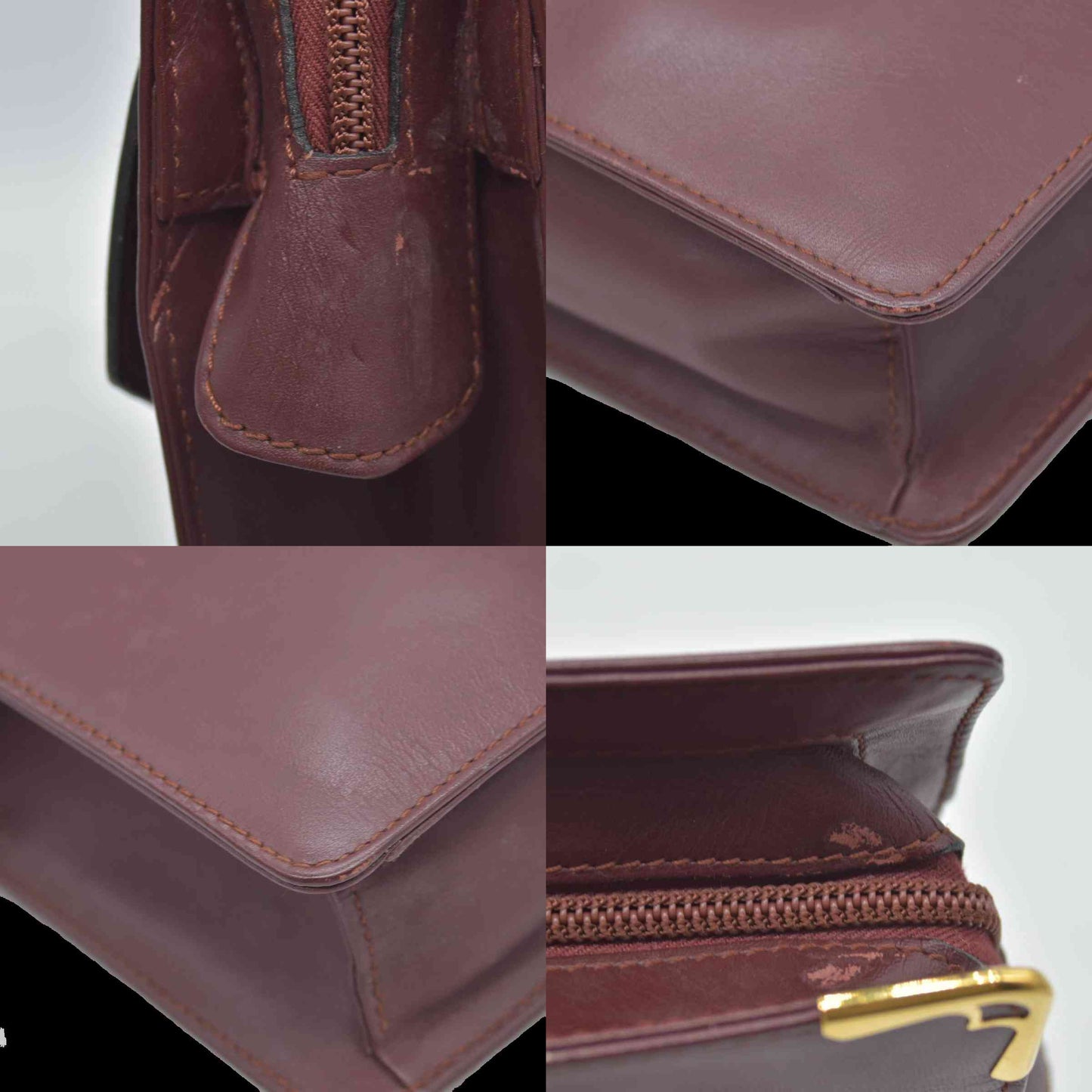 $1010 Cartier Leather Toiletry Clutch Bag Burgundy Red CONSIGNMENT
