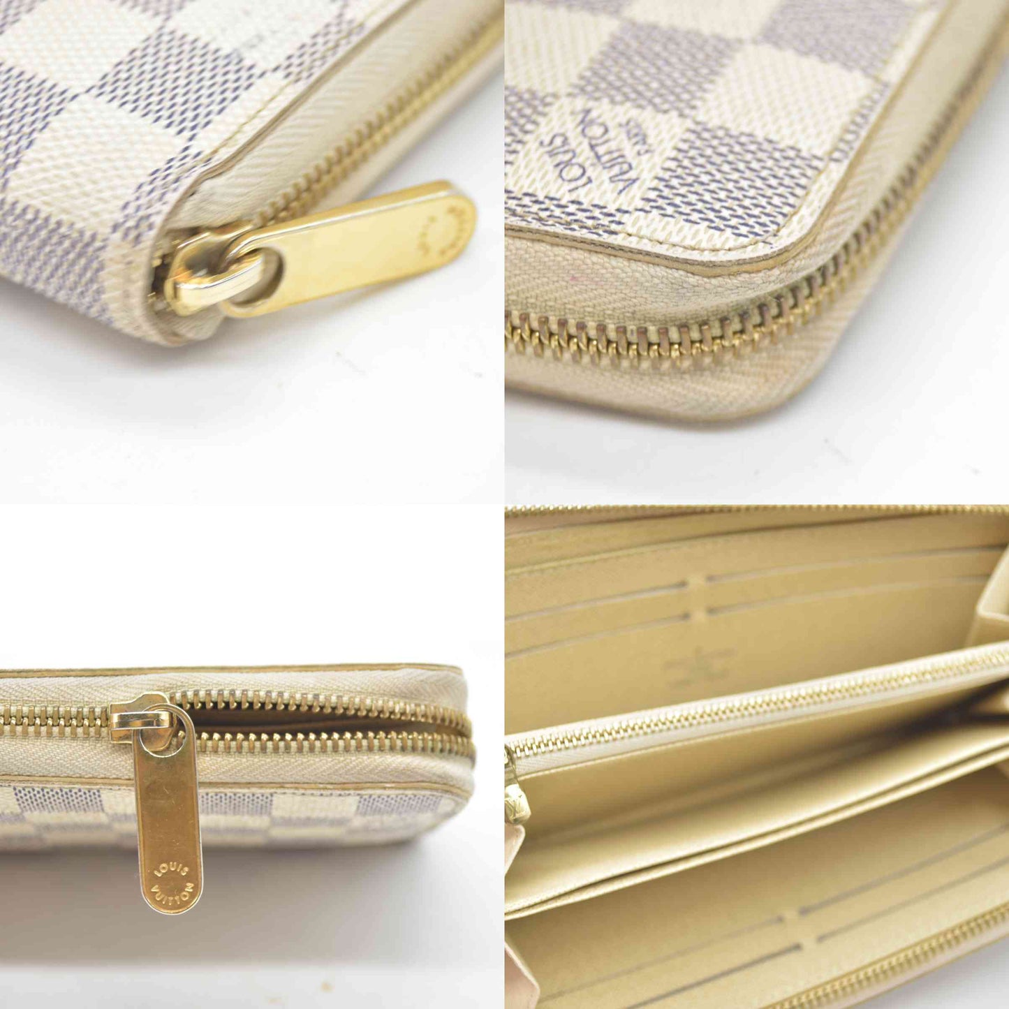 Louis Vuitton Damier Azur Zippy Zip Around Long Wallet Purse White CA4058