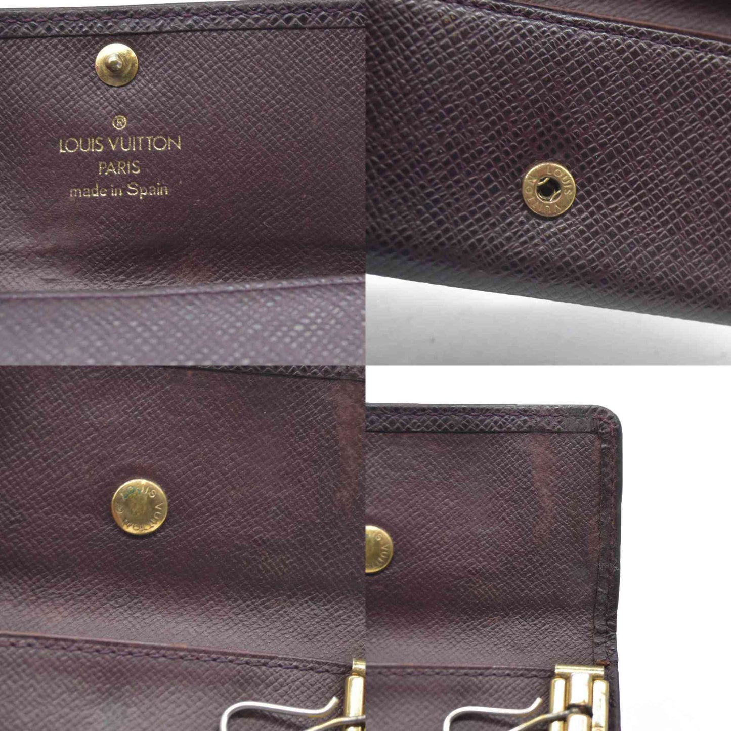 AUCTION $350 Louis Vuitton Taiga Leather Multicles 4 Ring Key Case Acajou CA0928