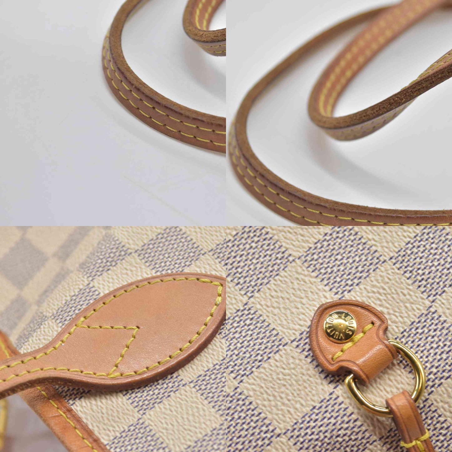 $2240 Louis Vuitton Damier Azur Rose Ballerine Neverfull GM FL4188