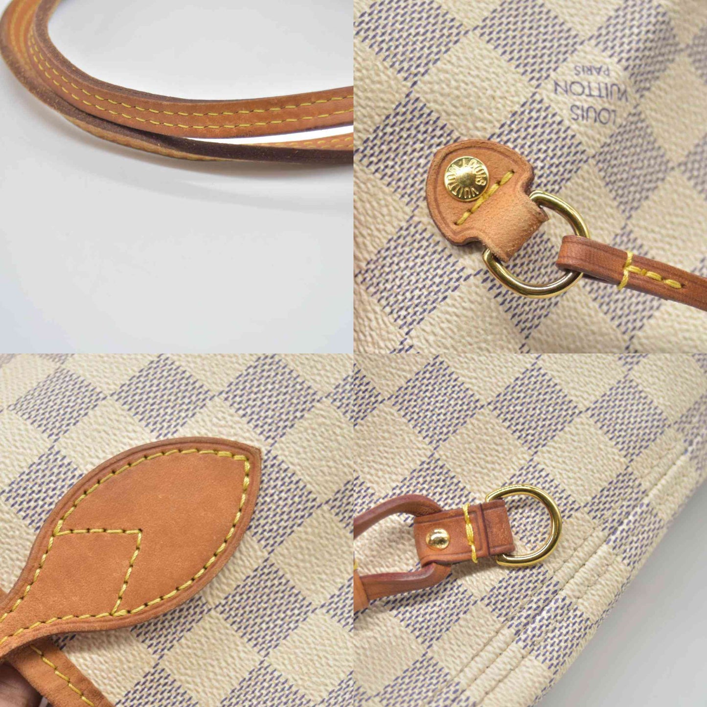 $2240 2010 Louis Vuitton Damier Azur Neverfull MM Rose Ballerine AR1120
