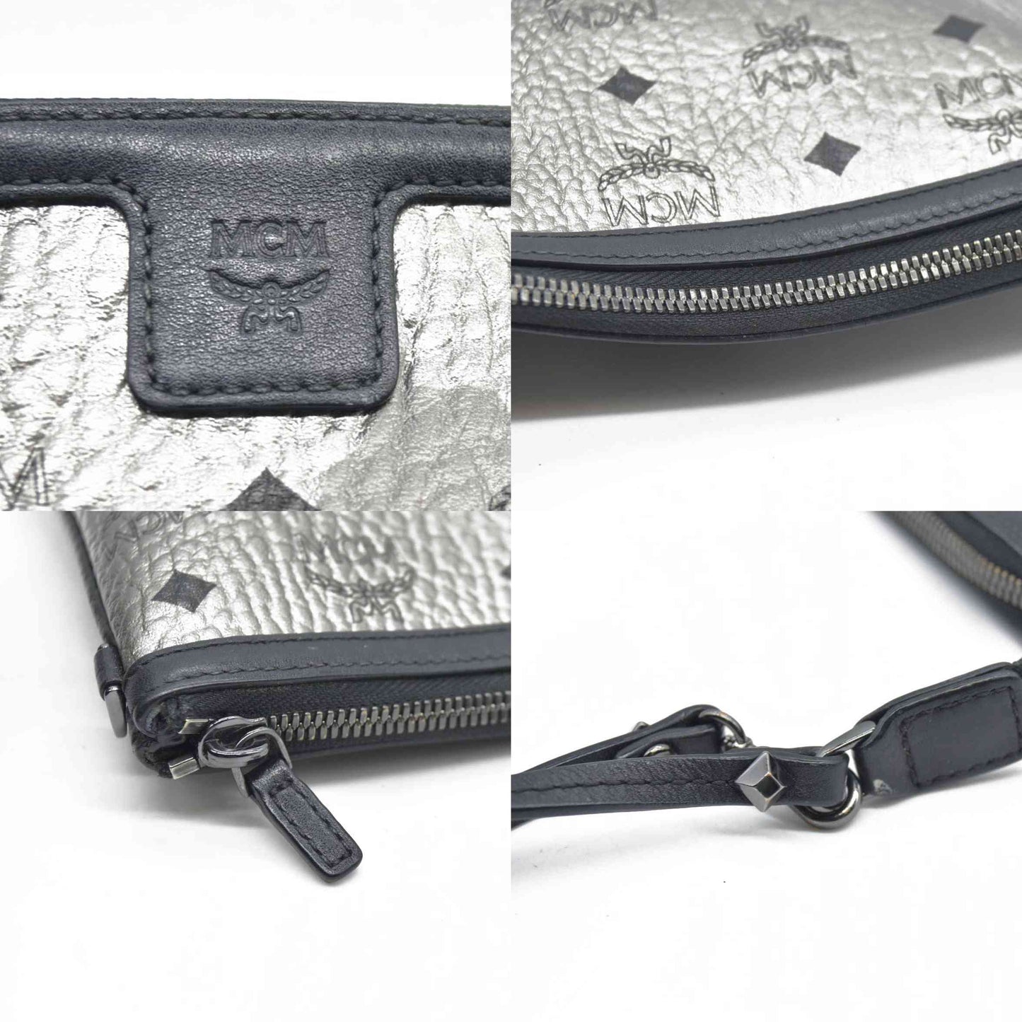 $700 MCM Tote Pouch Silver CONSIGNMENT