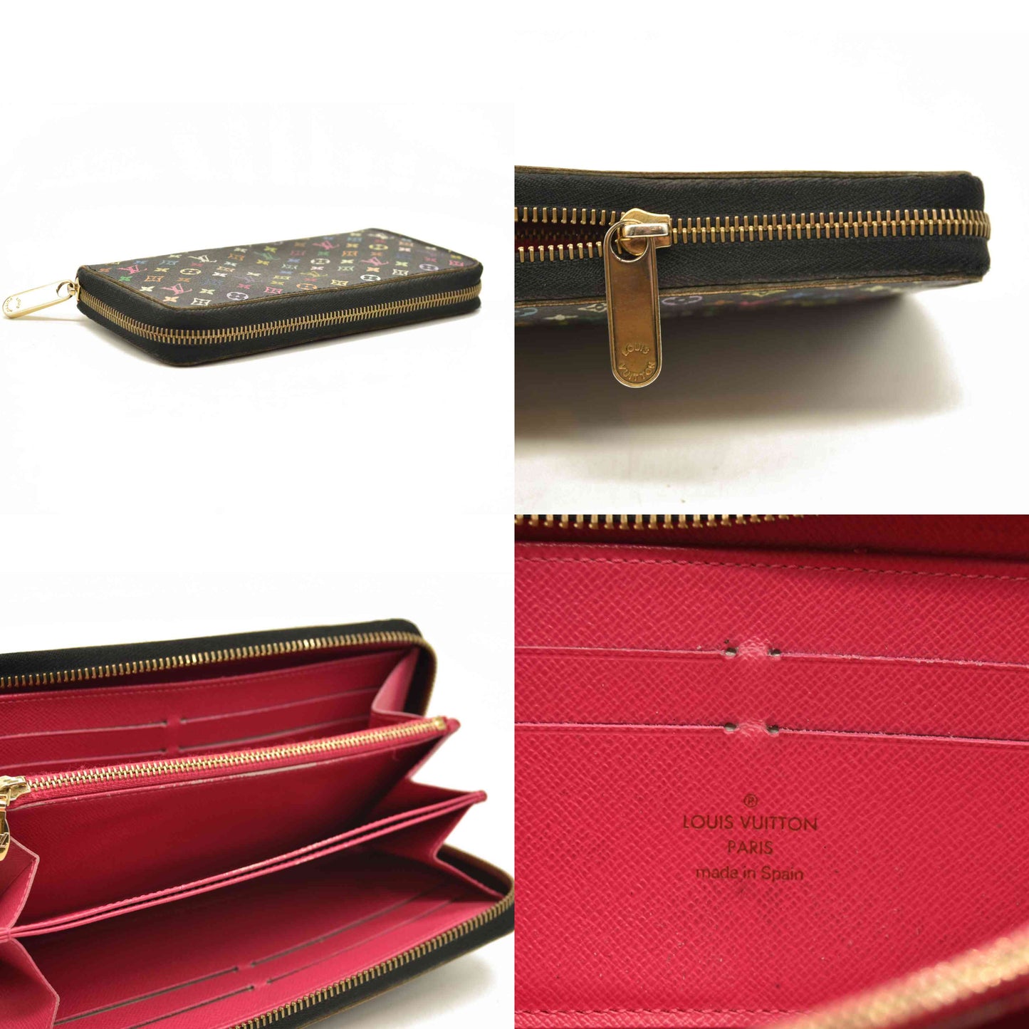 Louis Vuitton  Monogram Murakami Zippy Wallet Black Fuchsia CA1150