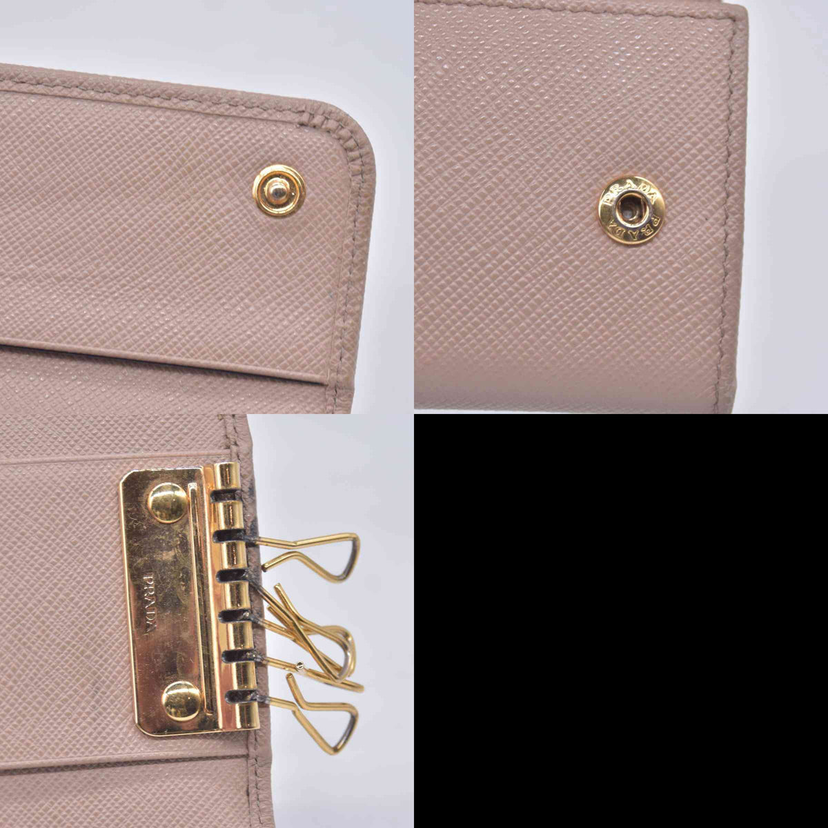 $595 Prada Saffiano Lux Leather Compact Wallet Beige CONSIGNMENT 10020907