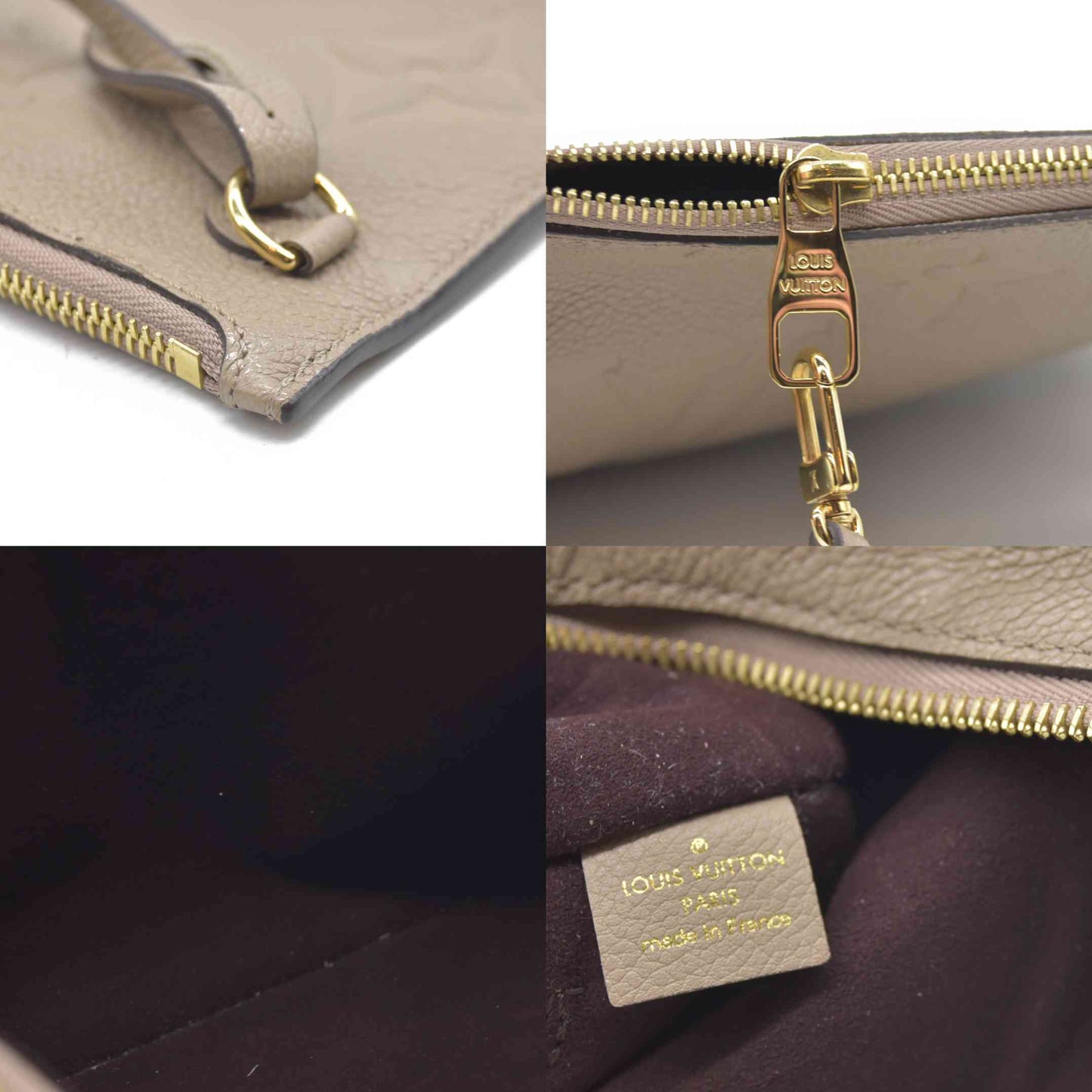 LOUIS VUITTON Empreinte Monogram Giant Neverfull MM Pochette Tourterelle