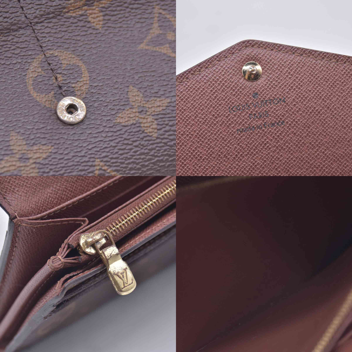 $790 LOUIS VUITTON Monogram Envelope Portefeuille Sarah Wallet Brown 10021369