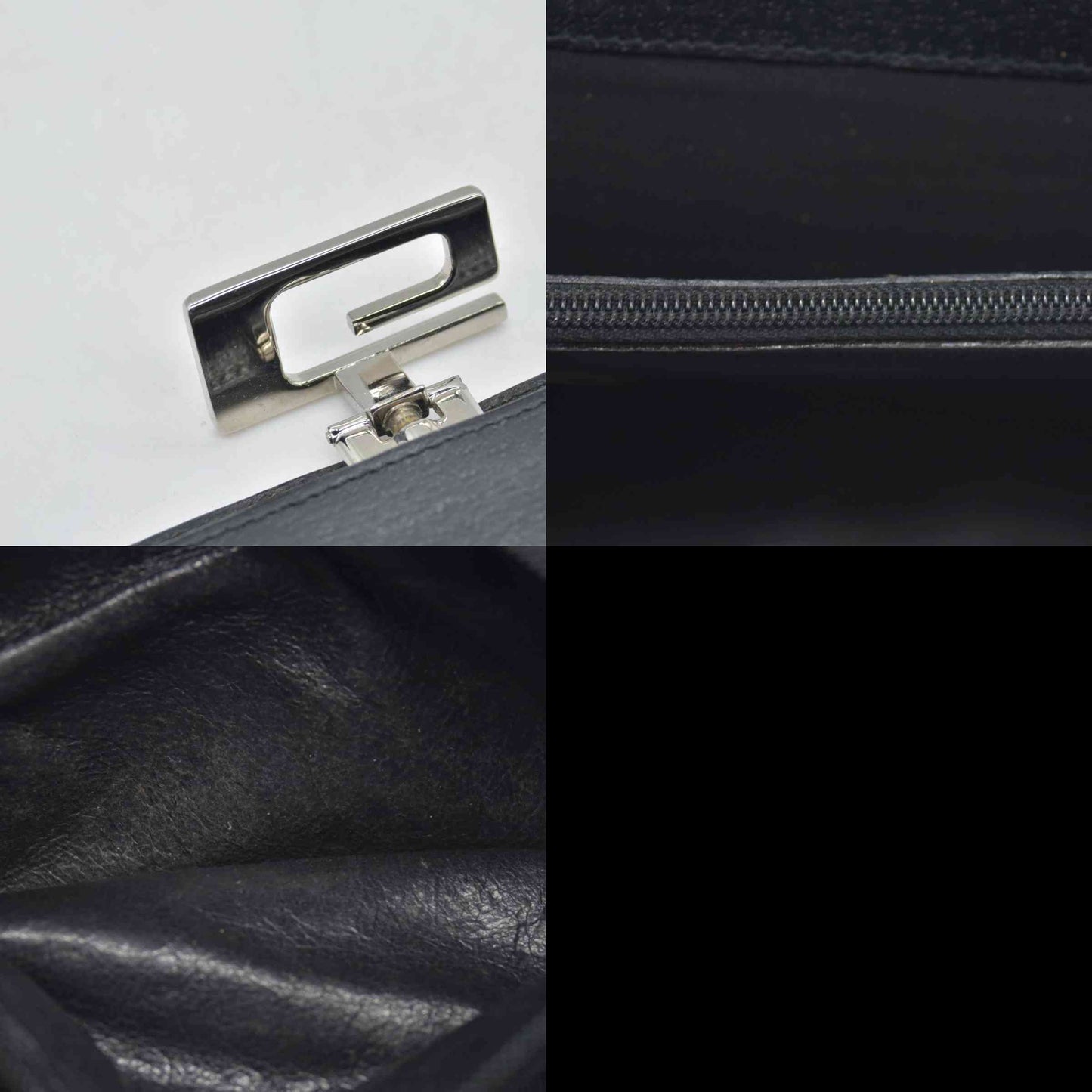 $600 Gucci Black Leather Frame Clasp Continental Wallet - Consignment