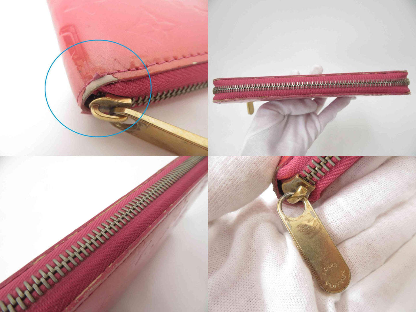 $970 Louis Vuitton Vernis Zippy Wallet Rose Litchi