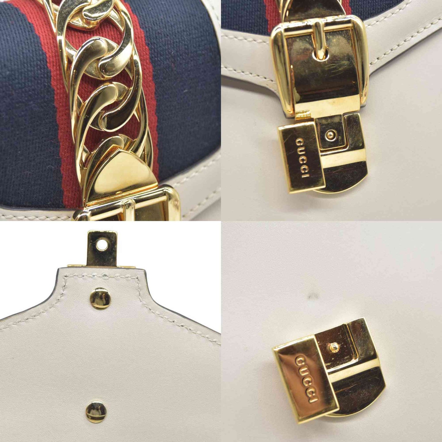 $2,590 Gucci Calfskin Small Sylvie Shoulder Bag Off White
