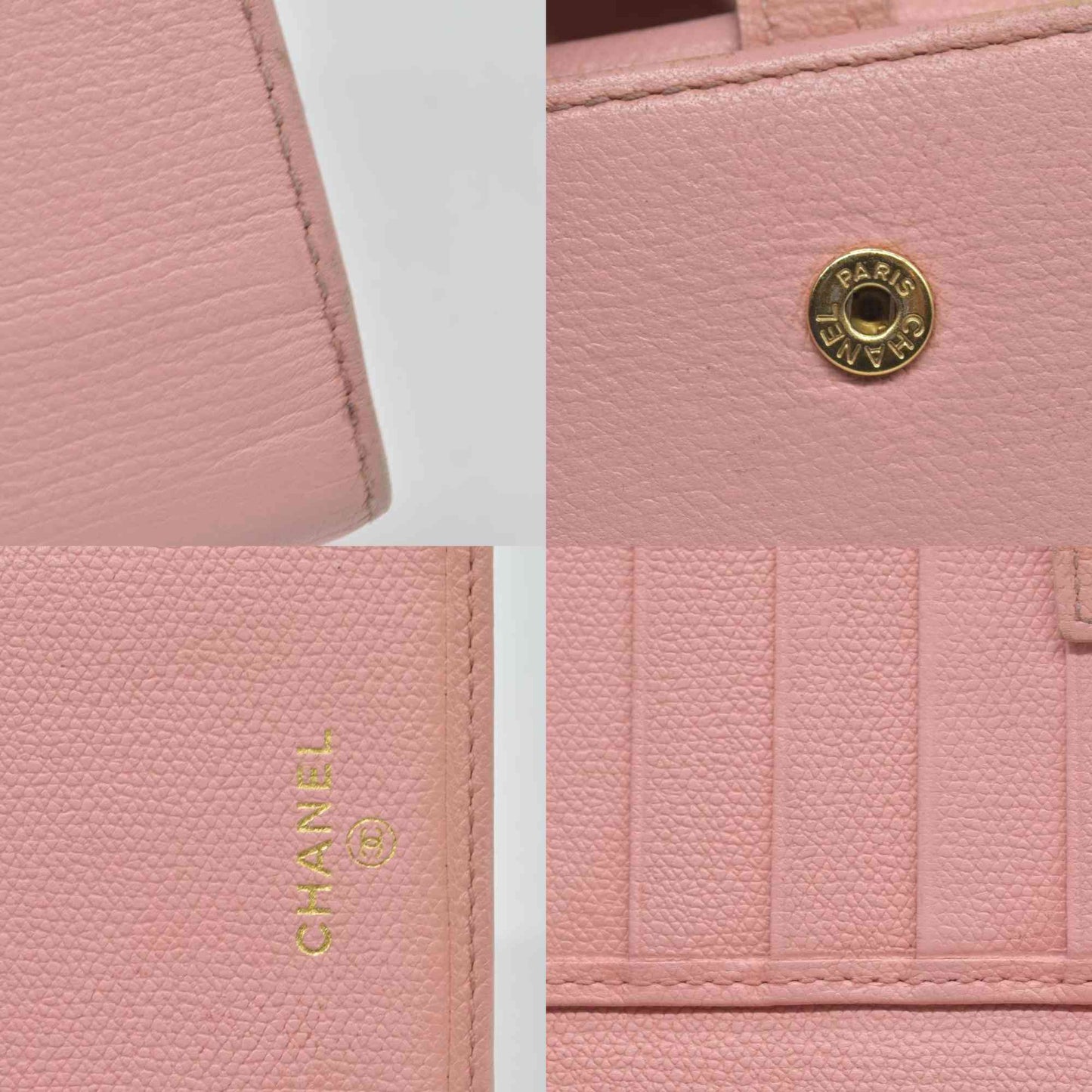 $1075 Chanel 2004 Grained Calfskin CC Button Long Wallet Pink CONSIGNMENT