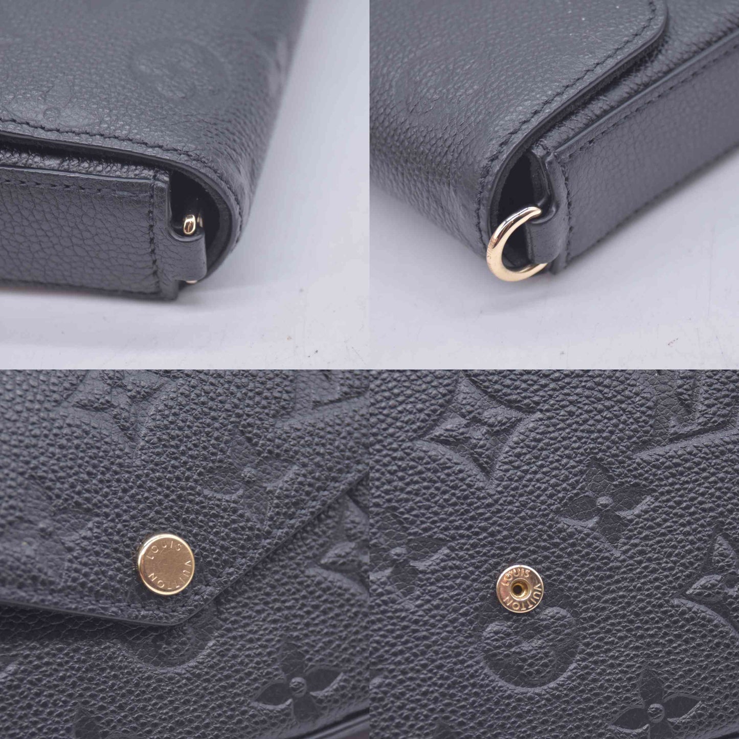 $1770 Louis Vuitton Felicie NM Black Empreinte RFID