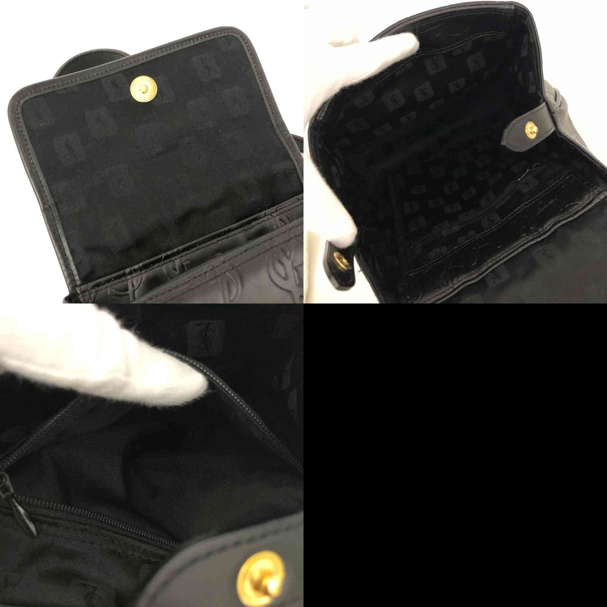 $2150 Yves Saint Laurent Cassandra Embossed Leather Backpack Black