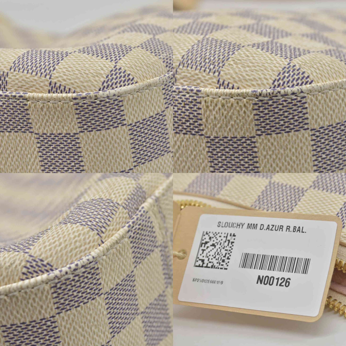 $2740 Louis Vuitton Damier Azur Slouchy MM Rose Ballerine
