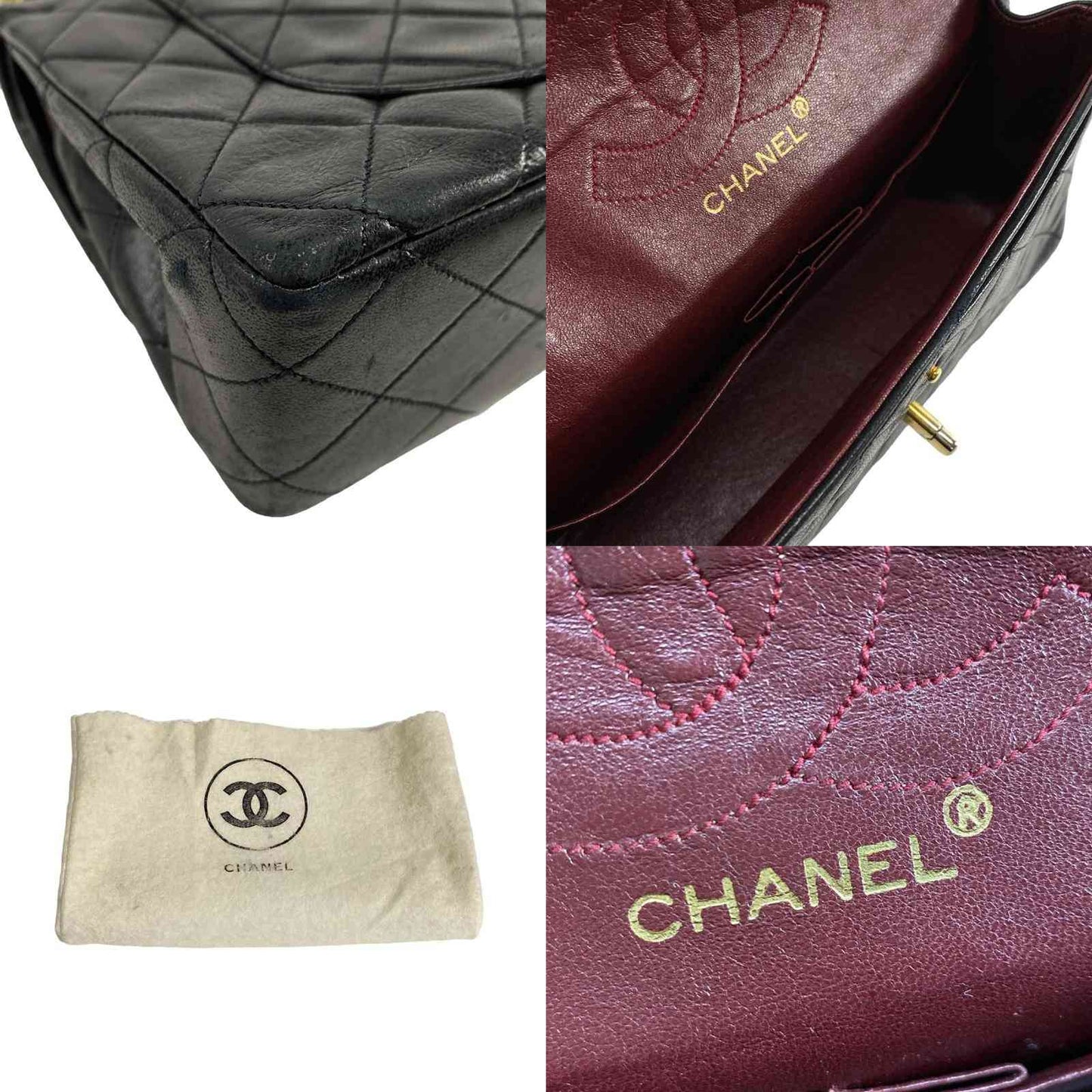 Chanel  Lambskin Quilted Medium Double Flap Black 01