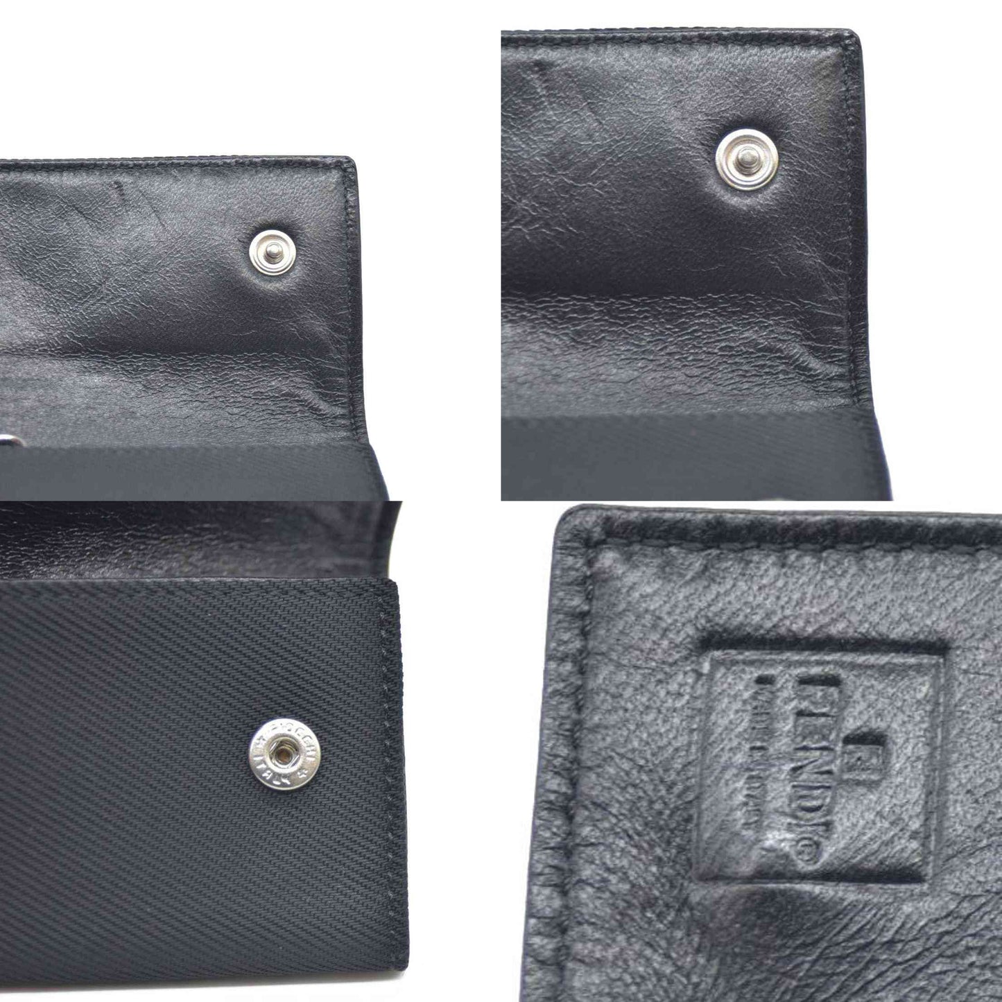 FENDI Logo Plate Canvas 6 Ring Key Case Black/2BG4571