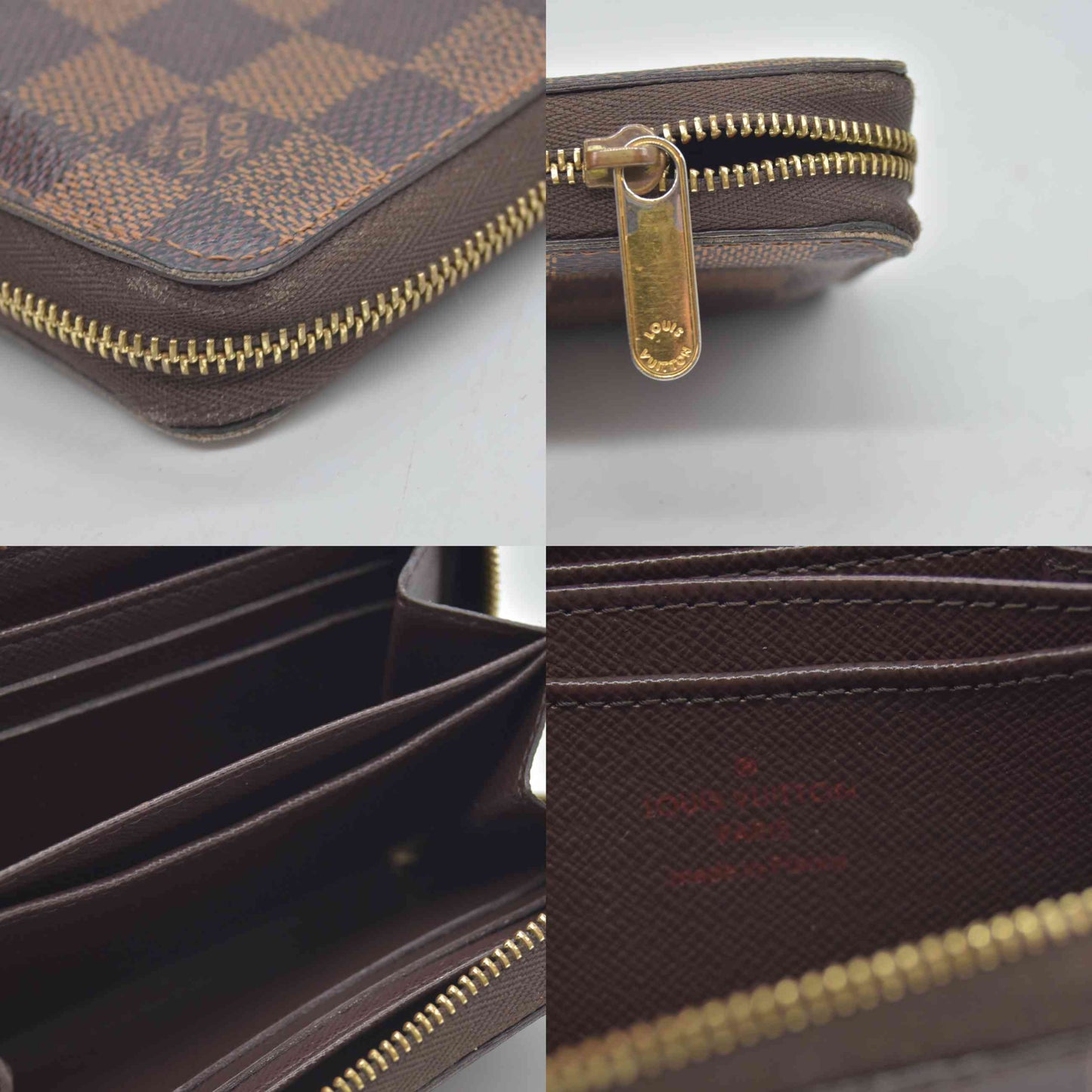 $560 2011 Louis Vuitton Damier Zippy Zip Coin Purse Wallet Brown SN5101