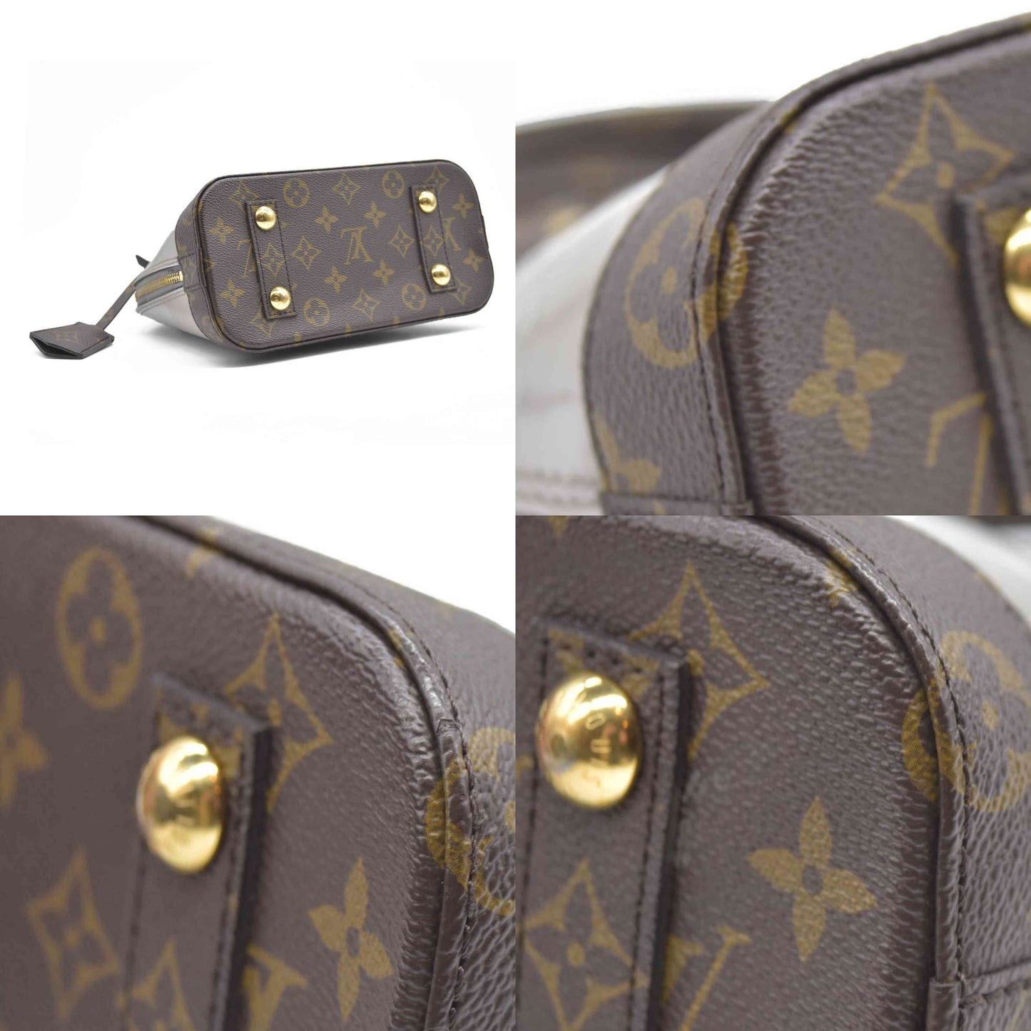 $1940 Louis Vuitton  Vernis Monogram Alma BB Taupe Metallise Crossbody
